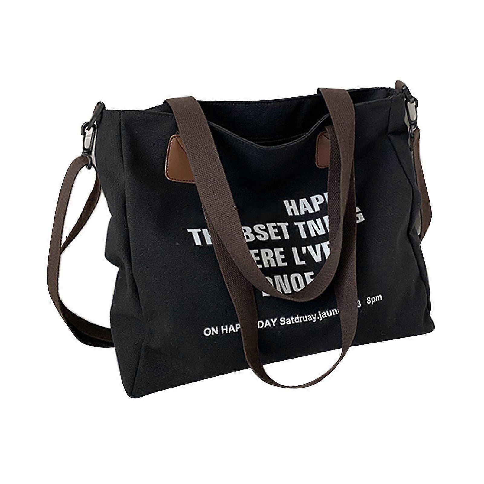 Simple canvas women's large capacity shoulder handbag