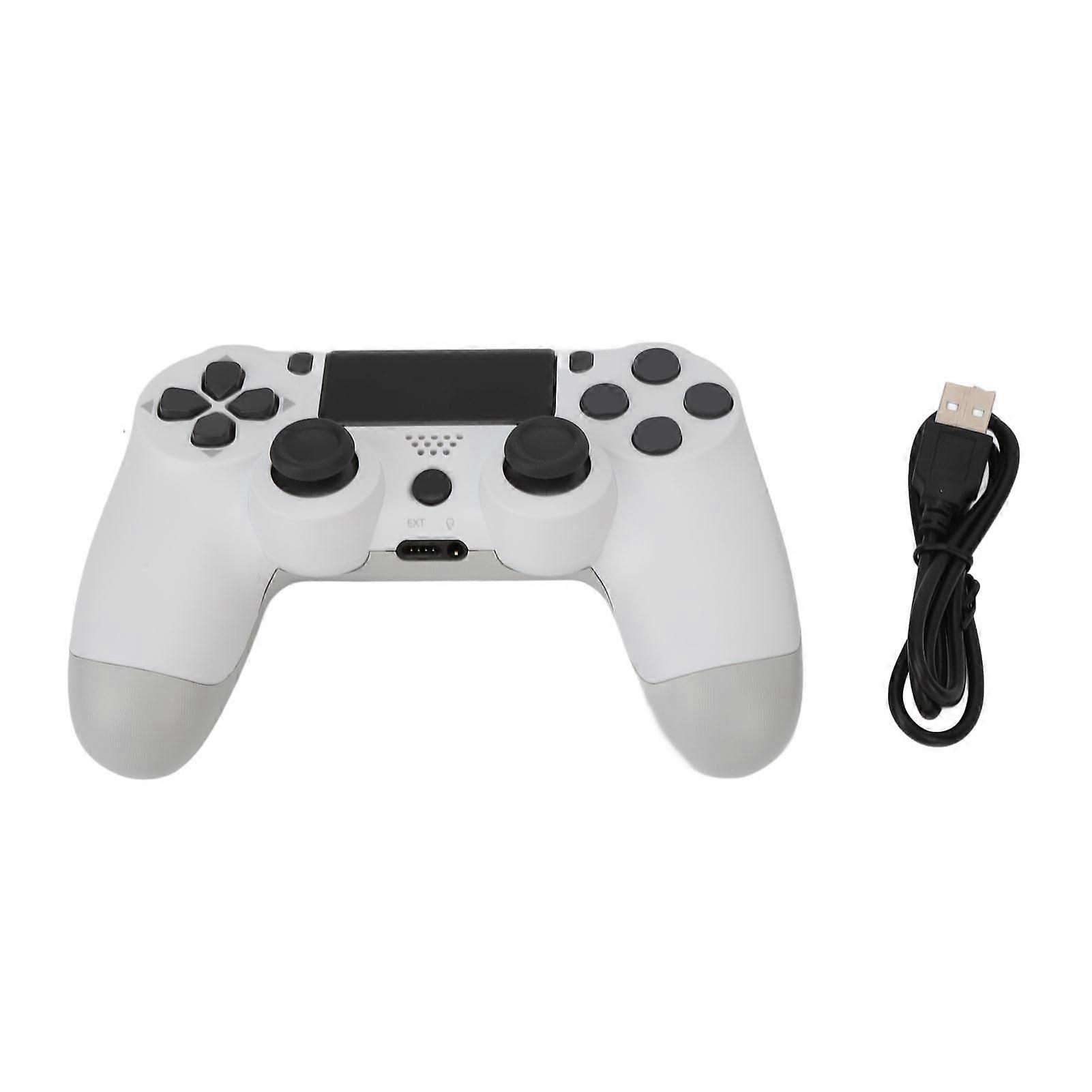 White Wireless Game Controller for PS4/PS5 with Dual Vibration and Bluetooth Connectivity