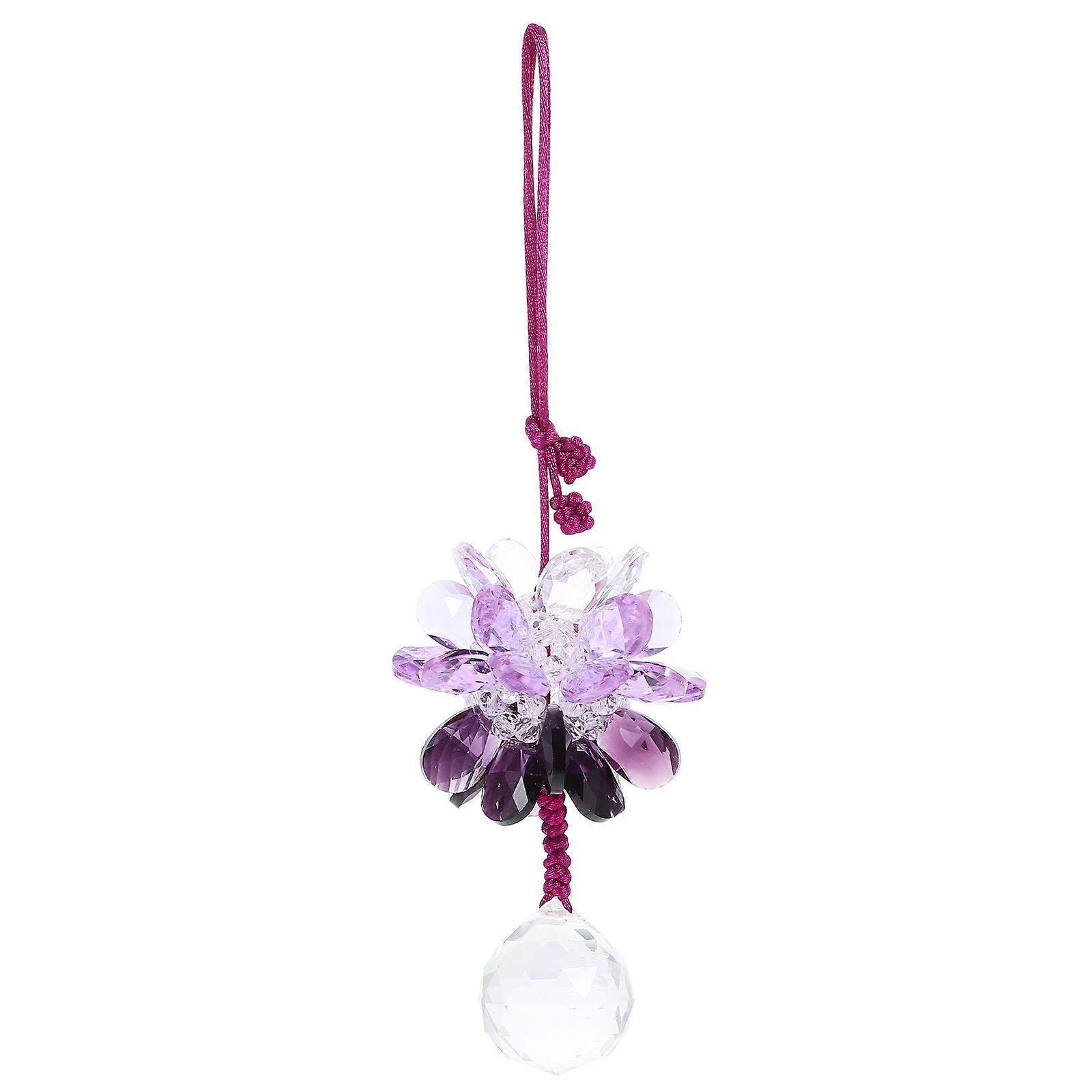 Car Pendant Decor Crystal Hanging Ornament Car Rearview Mirror Pendant Car Interiors Light Purple Round Ball 1Pack