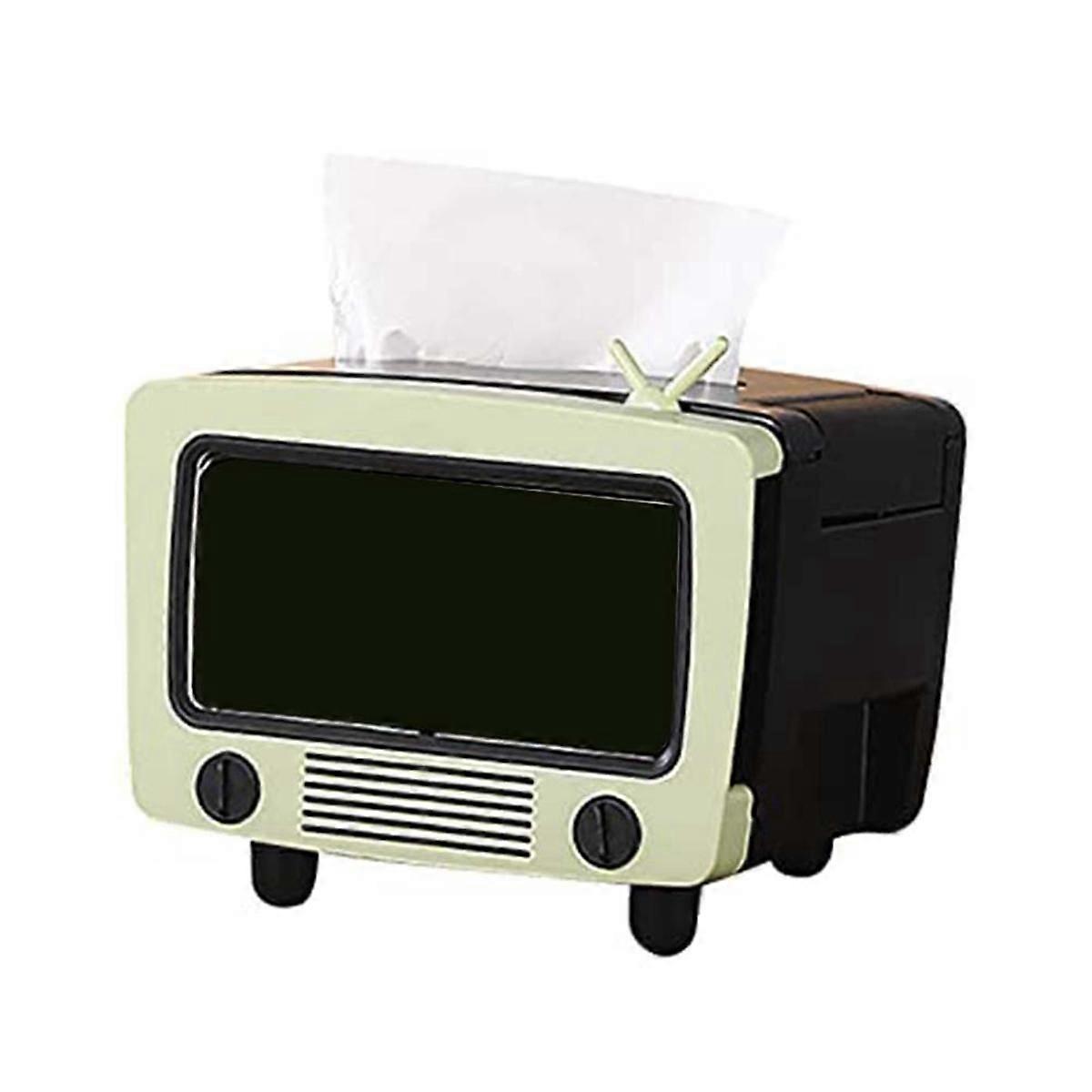 TV Tissue Box Multi Functional Creatives Tissue Box Holder with Cell Phone Slot Decoration Tissue H