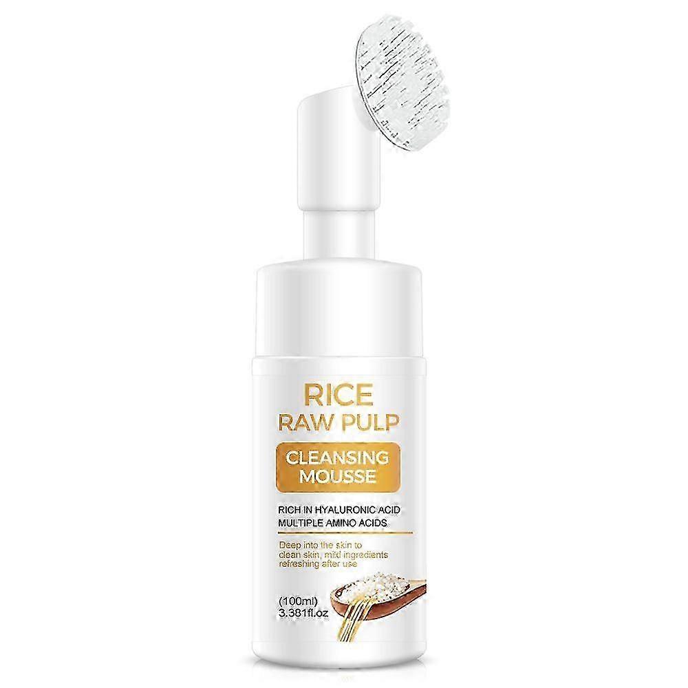 Rice Raw Pulp Clean Foam Mousse Soft Brush Head Deep Face Clean Exfoliation Facial Moisturizing Skin Care, Foaming Face Wash for Sensitive Skin 2025