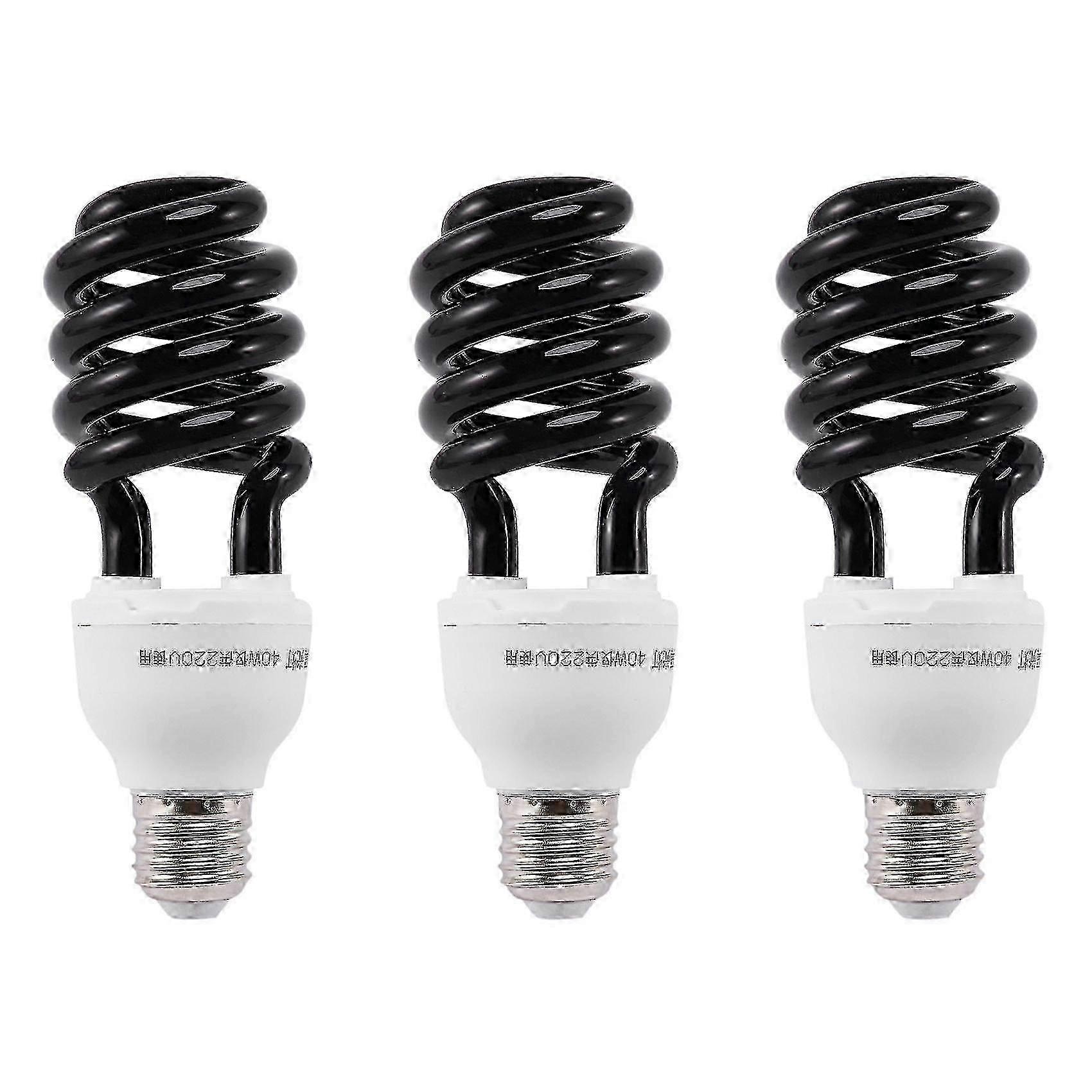 3x E27 40W UVブラックライト電球スパイラル蛍光灯220Vパーティー用