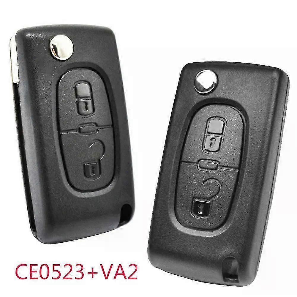 CE0523 Car Key Remote Flip Key Shell Case compatible for Citroen C3 C4 C5 C6 Berlingo Picasso Peu-geot 308 207 307 3008 5008 807 2 Buttons