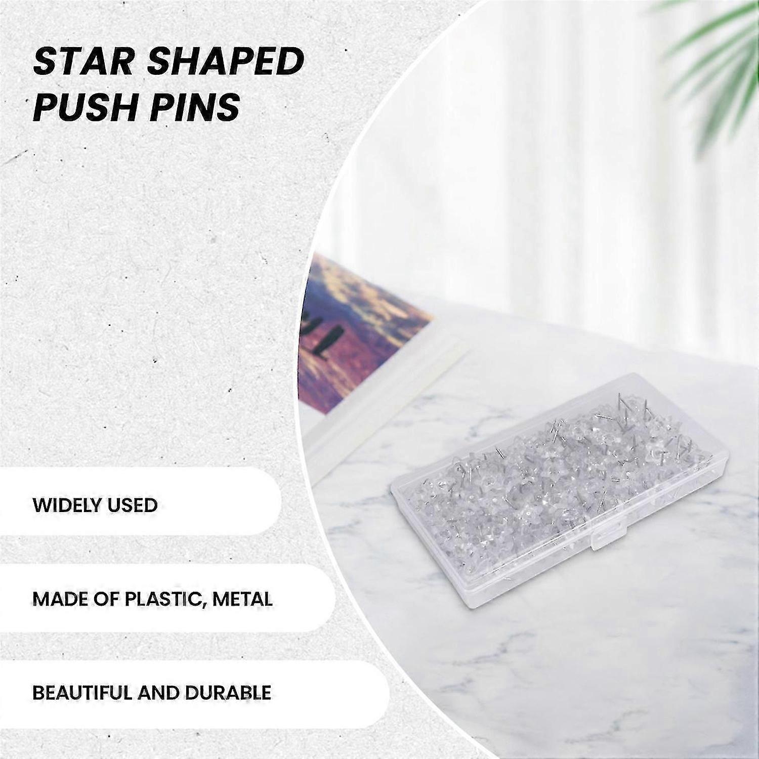 200 Pieces Star Shaped Push Pins Plastic Clear Thumb Tacks