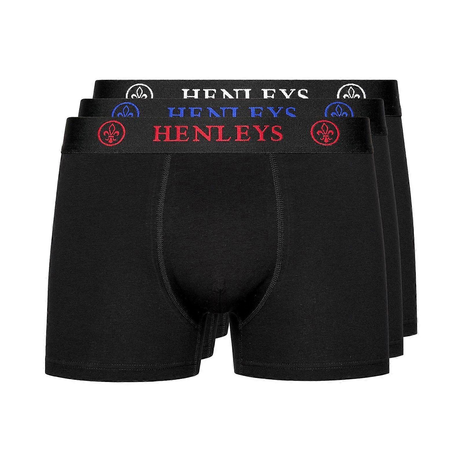 Henleys Trilock Boxer Shorts 3pk Black