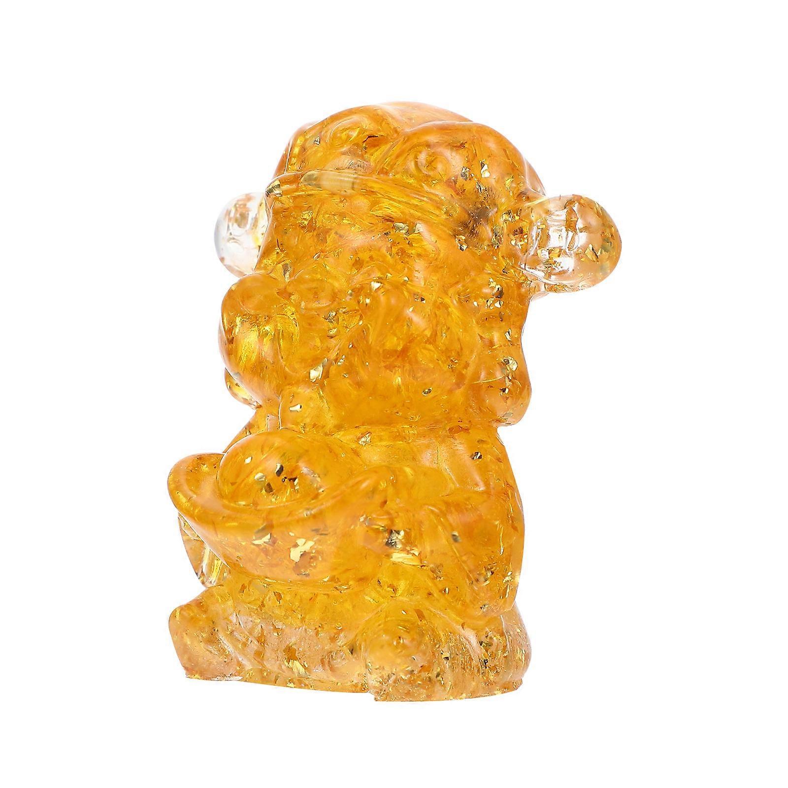 God of Wealth Statue Crystal Craft for Office Desktop 2Pcs