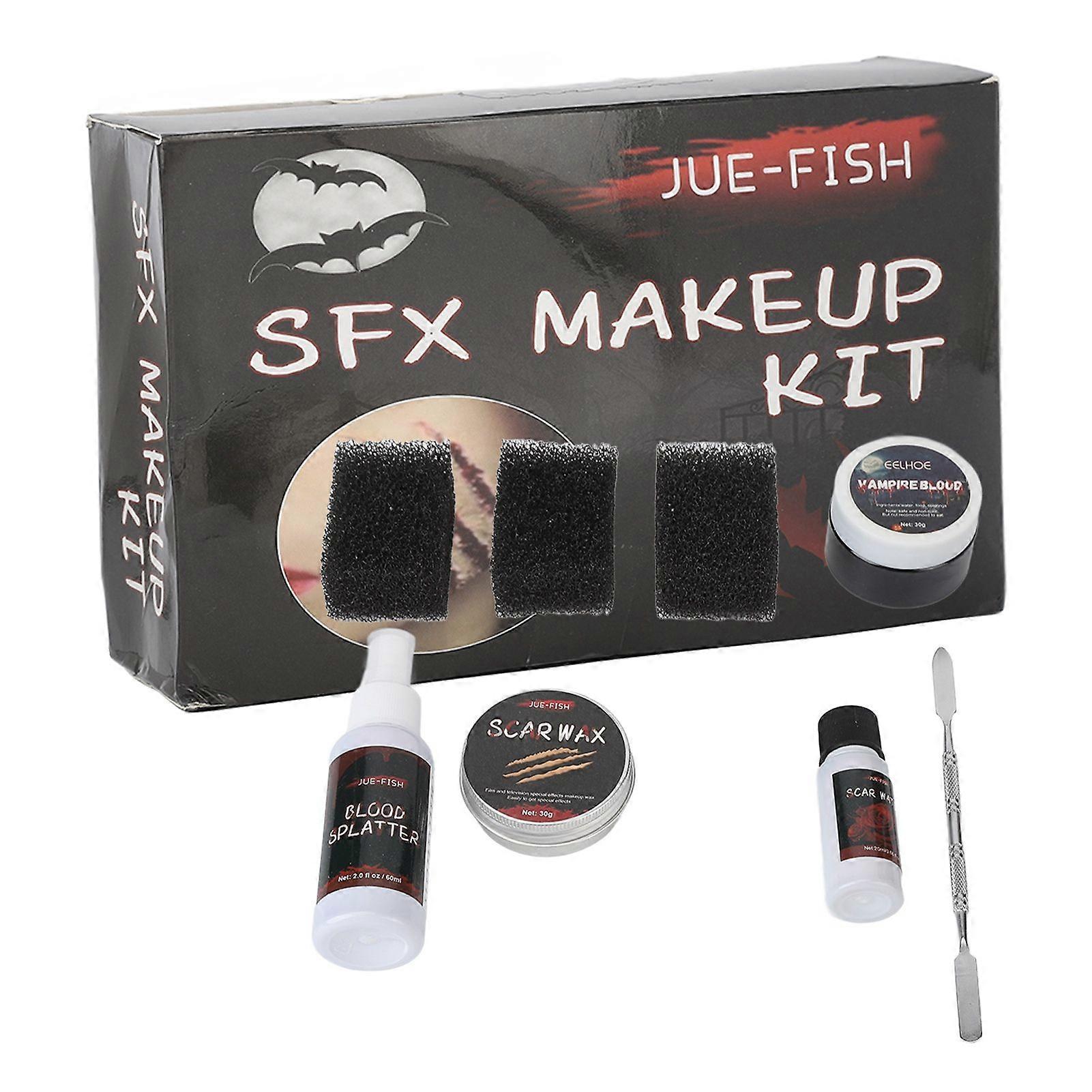 Halloween Cosmetic Bag Halloween Special Effects Wound Plasma Scars Wax Scary Face Makeup Kit for Halloween Party