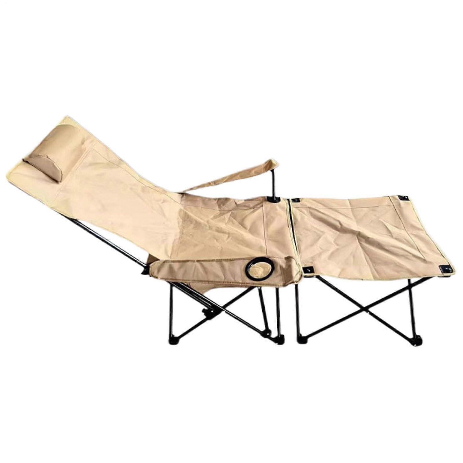 Foldable Outdoor Recliner For Adults With Stable Load Support Tan Chaise Lounge For Balcony Pool Camping Lawn And Garden