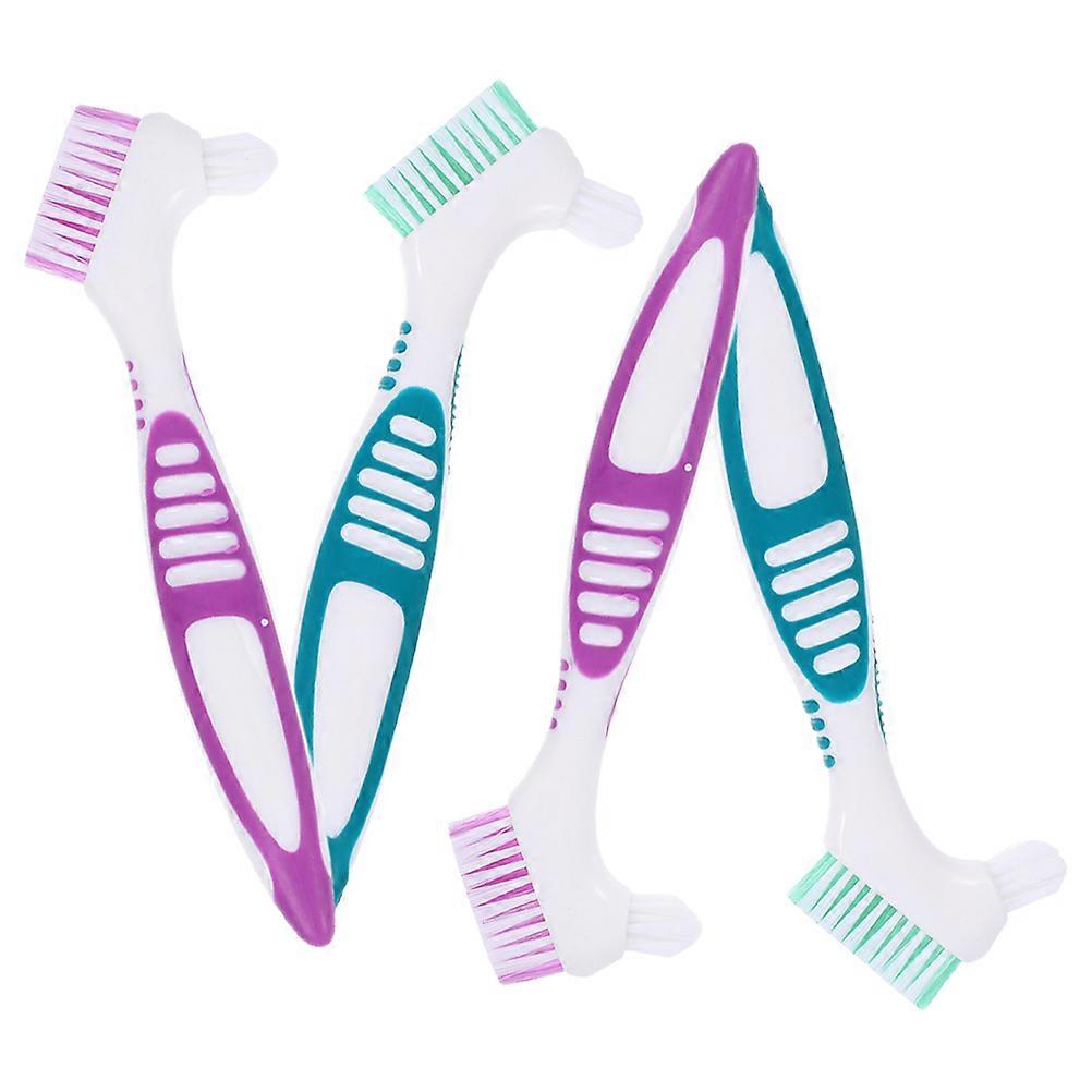 Denture Brush Multi Layered Bristles for Teeth Cleaning 4Pcs