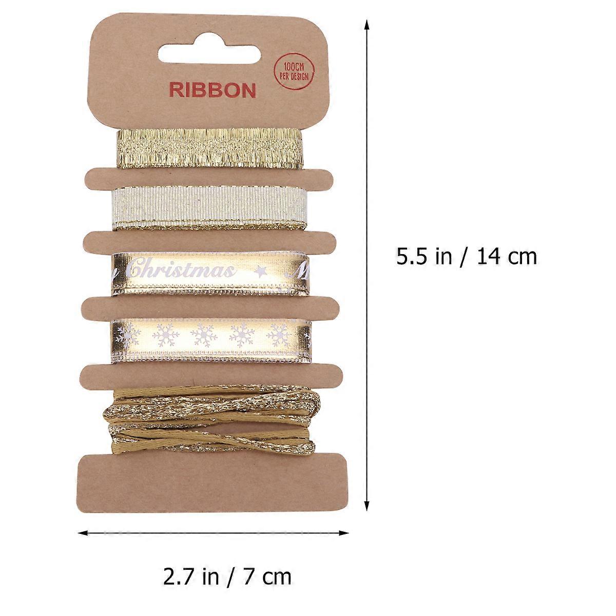 Fabric Christmas Ribbon Printed Ribbon for Decoration 1m 5 Patterns Set