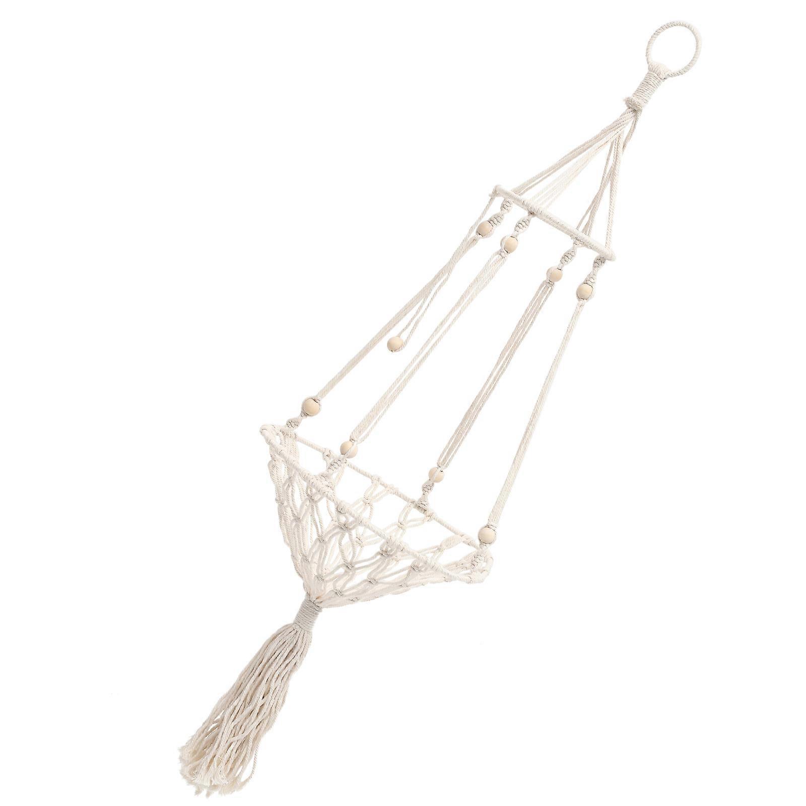 Macrame Cat Hammock Pet Bed Hanging Living Room Garden Cotton Beige for Resting 1Set
