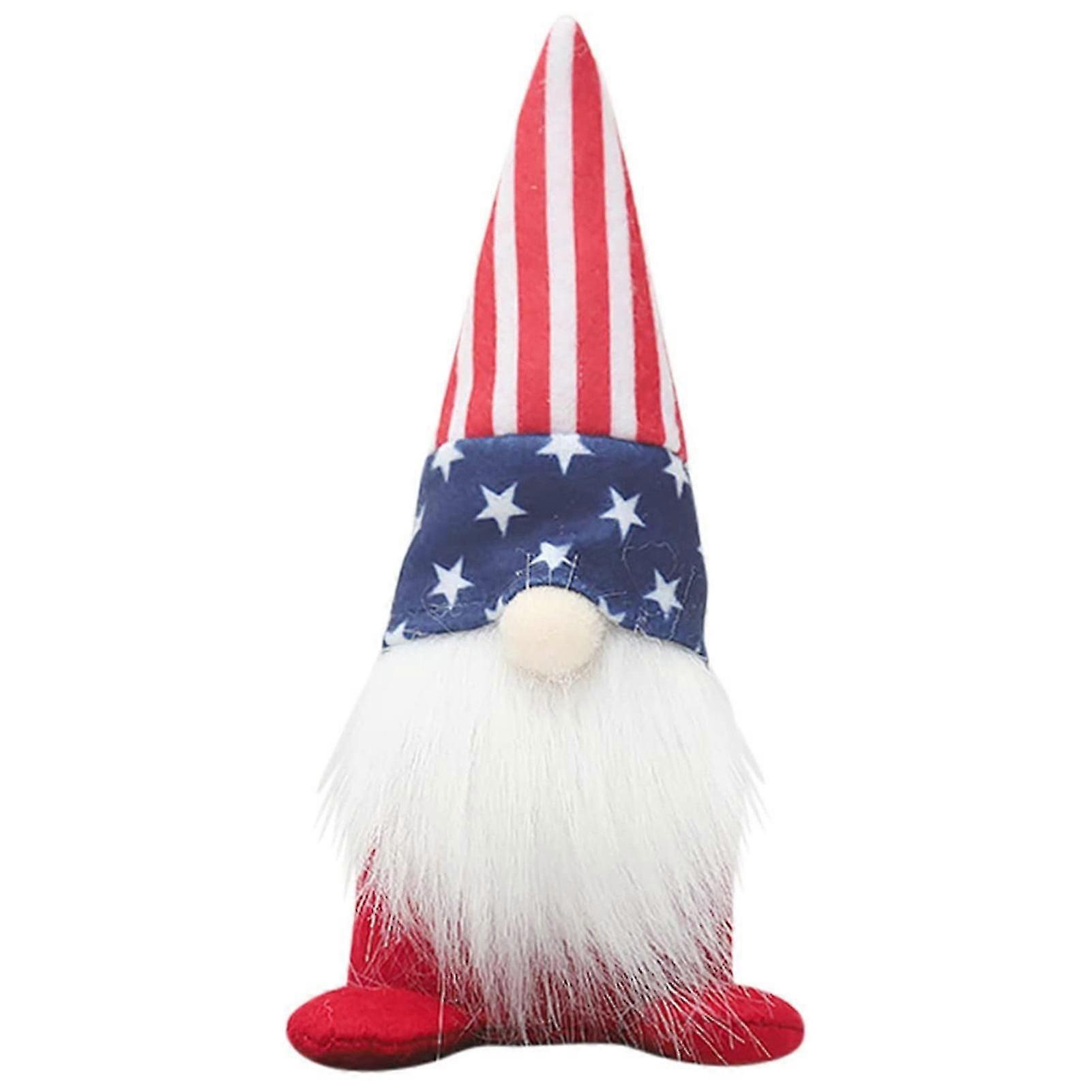 Independence Day Ornament Fuzzy Dwarf Doll Seasonal Patriotic Gnome Plush