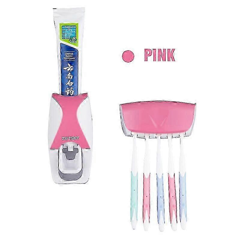 Toothpaste Dispenser Wall Mounted Toothbrush Holder Set Dustproof Sticky Suction