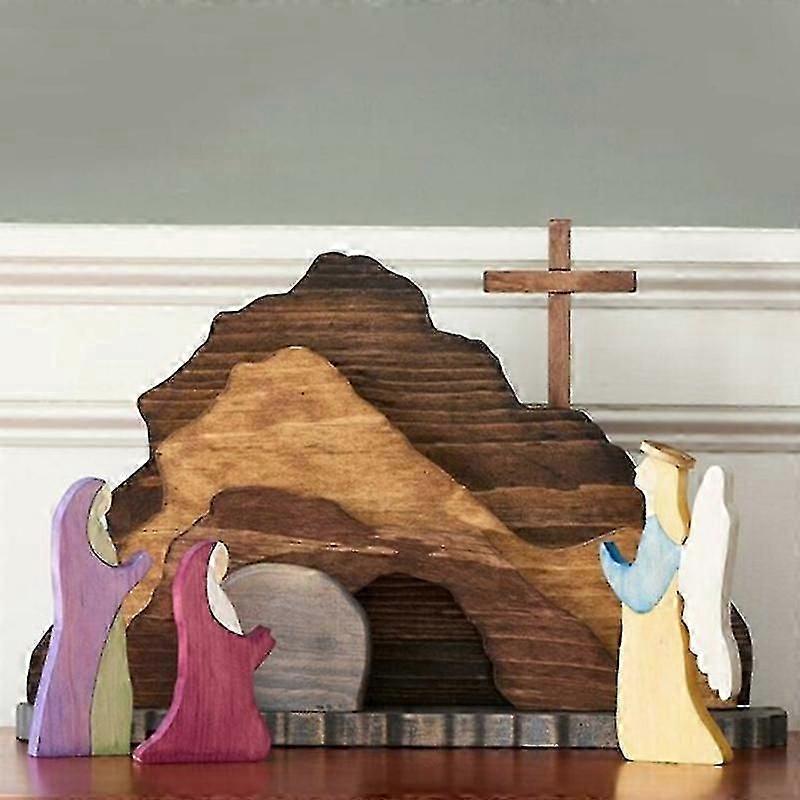 Easter Resurrection Scene Wooden Decoration Easter Decor Wooden Cross Resurrection Scene Decor Wooden Nativity Set New