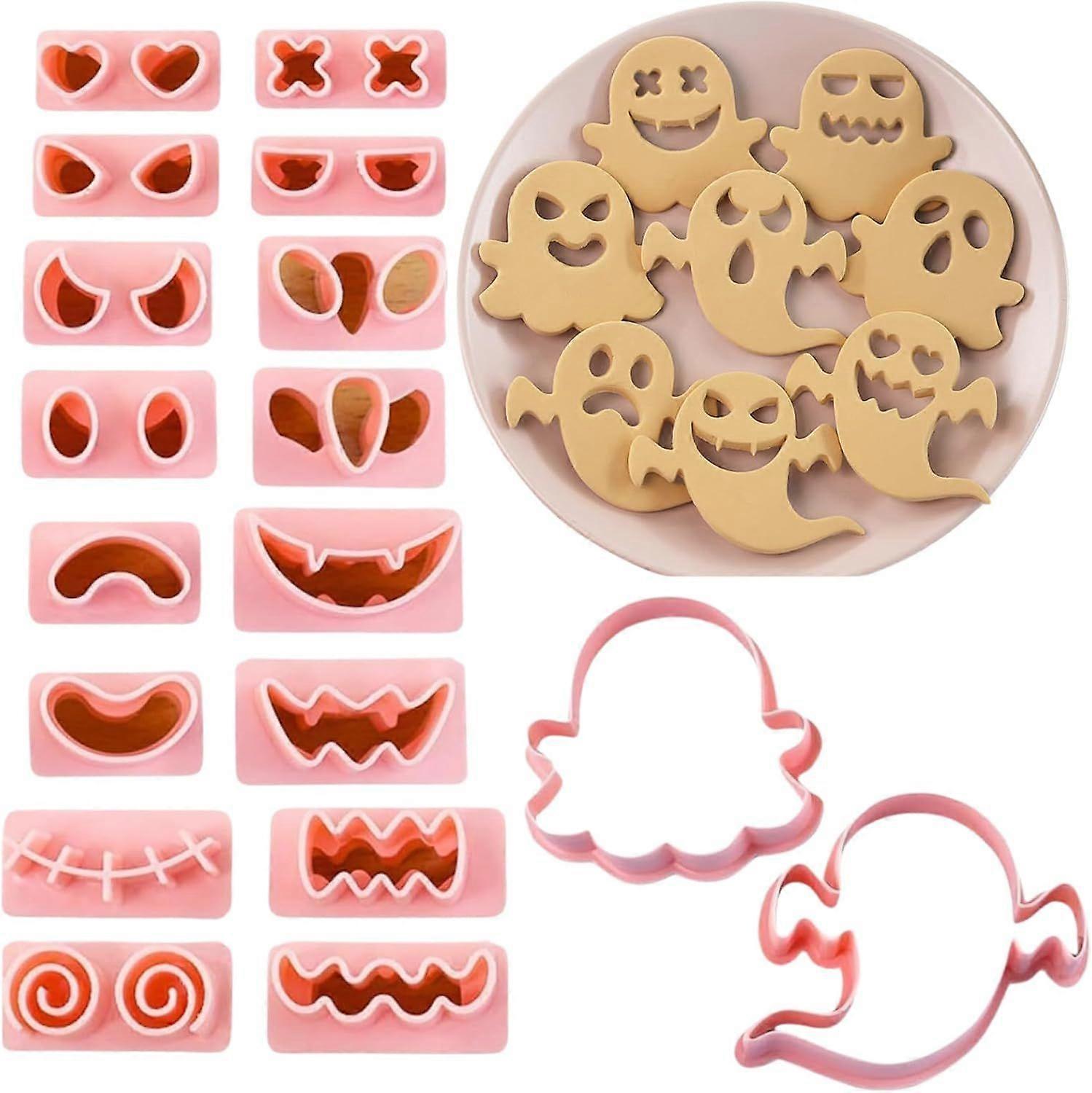 Set of 10 plastic ghost cookie cutters for Halloween