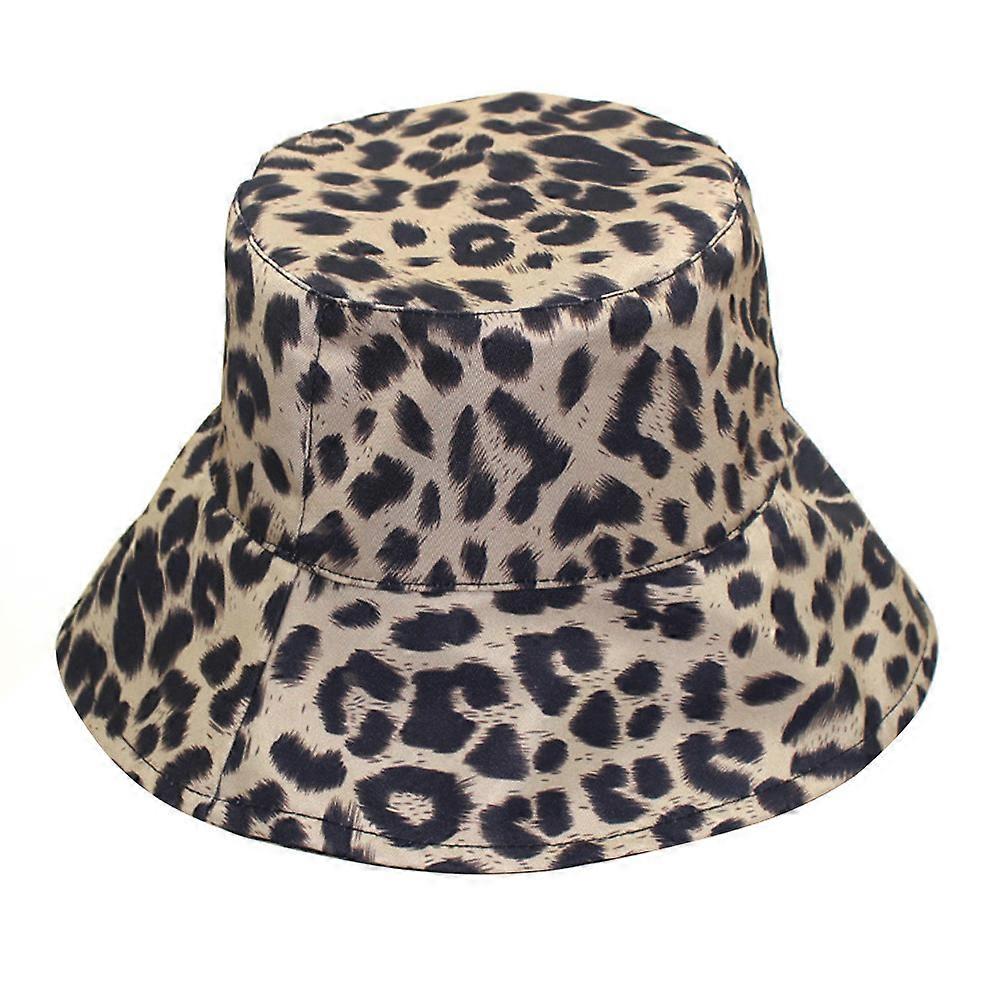 Reversible Bucket Hat Sun Hat for Decoration 1Pcs Leopard Printed Beige