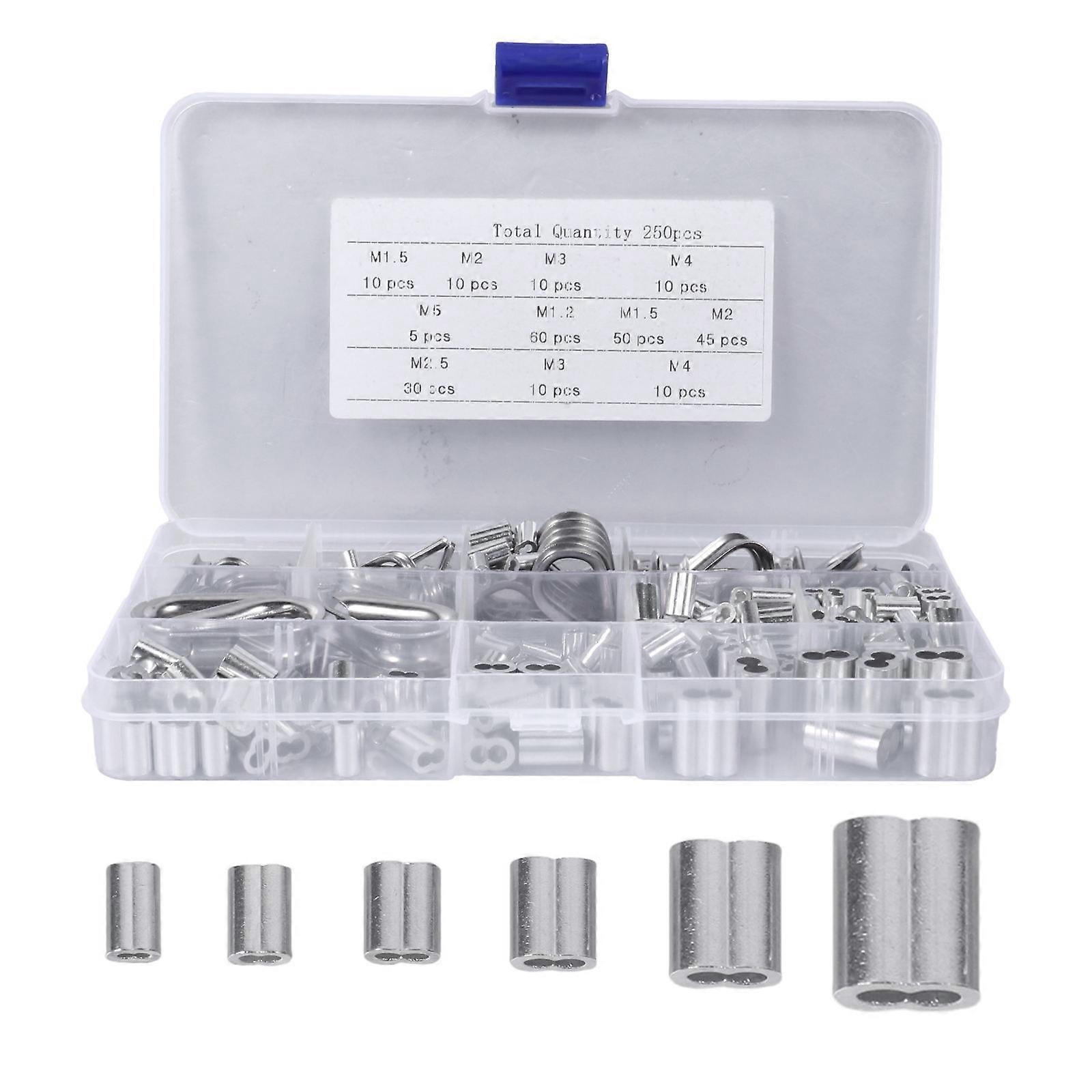 Wire Rope Thimbles Thimble Rigging for Rope 1 Box 250Pcs Crimping Loop Sleeves