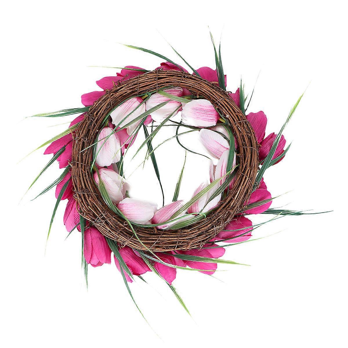 Pink Garland for Home Decoration with 2Pcs Artificial Wreath