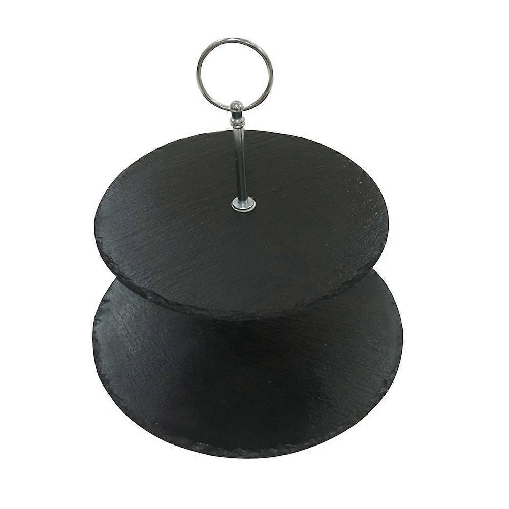 Multifunctional Cake Stand Two Tier For Desserts Fruit Display 1Set Black