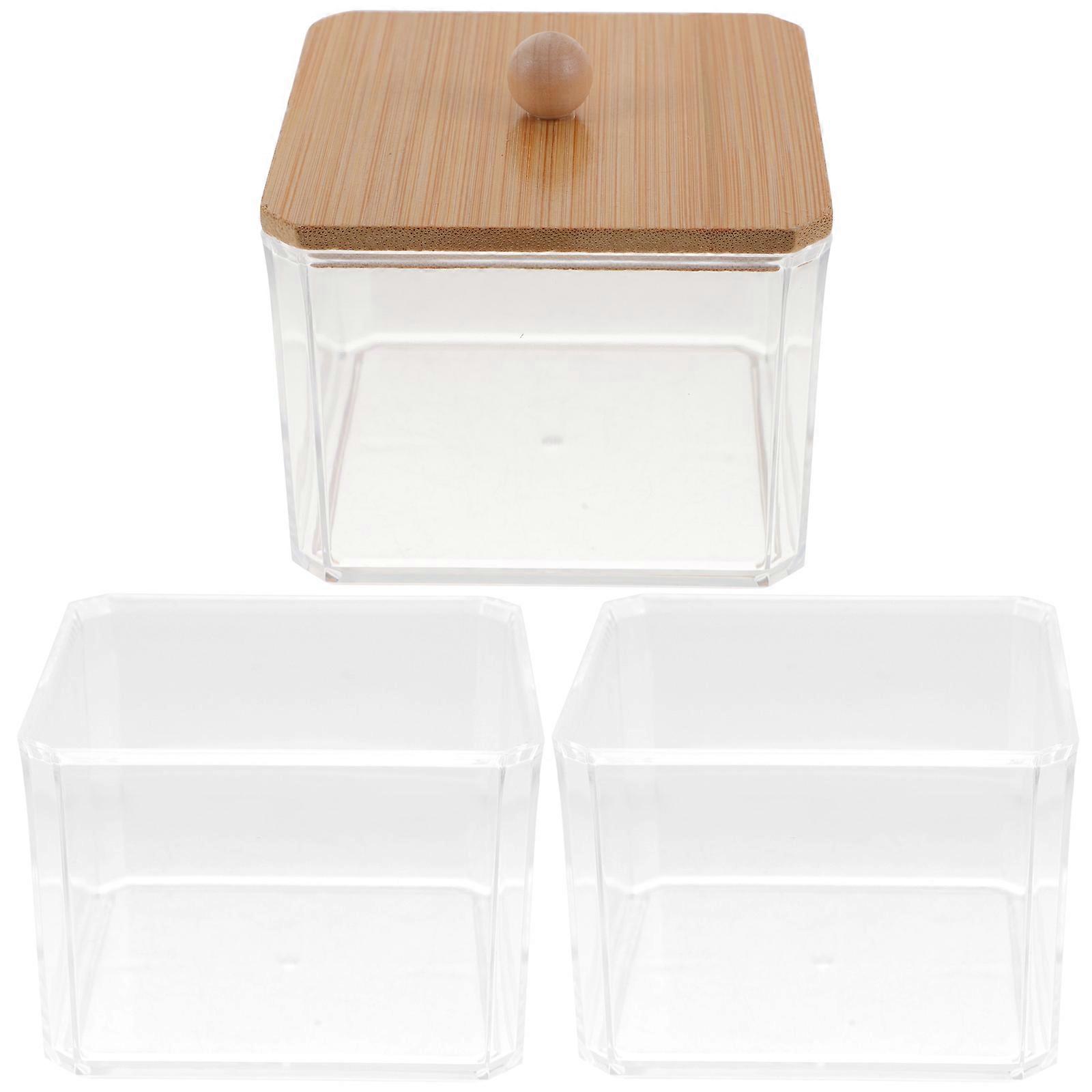Cotton Swab Storage Box Clear Transparent Travel Container Three-layers Organization 1Pack