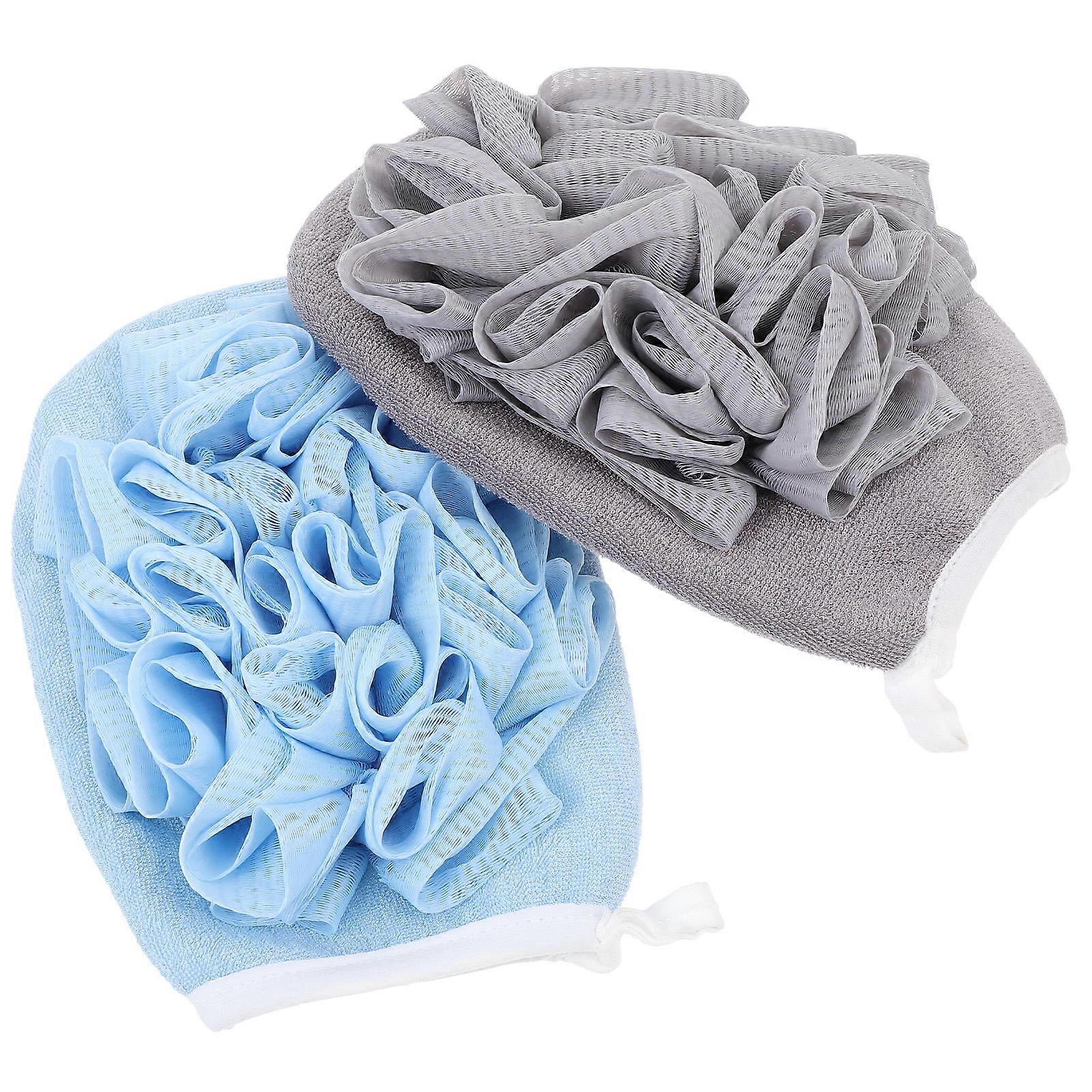 Body Scrubber PE Shower Exfoliating 2-in-1 Design 7.5×5.3×1.6in 2Pcs