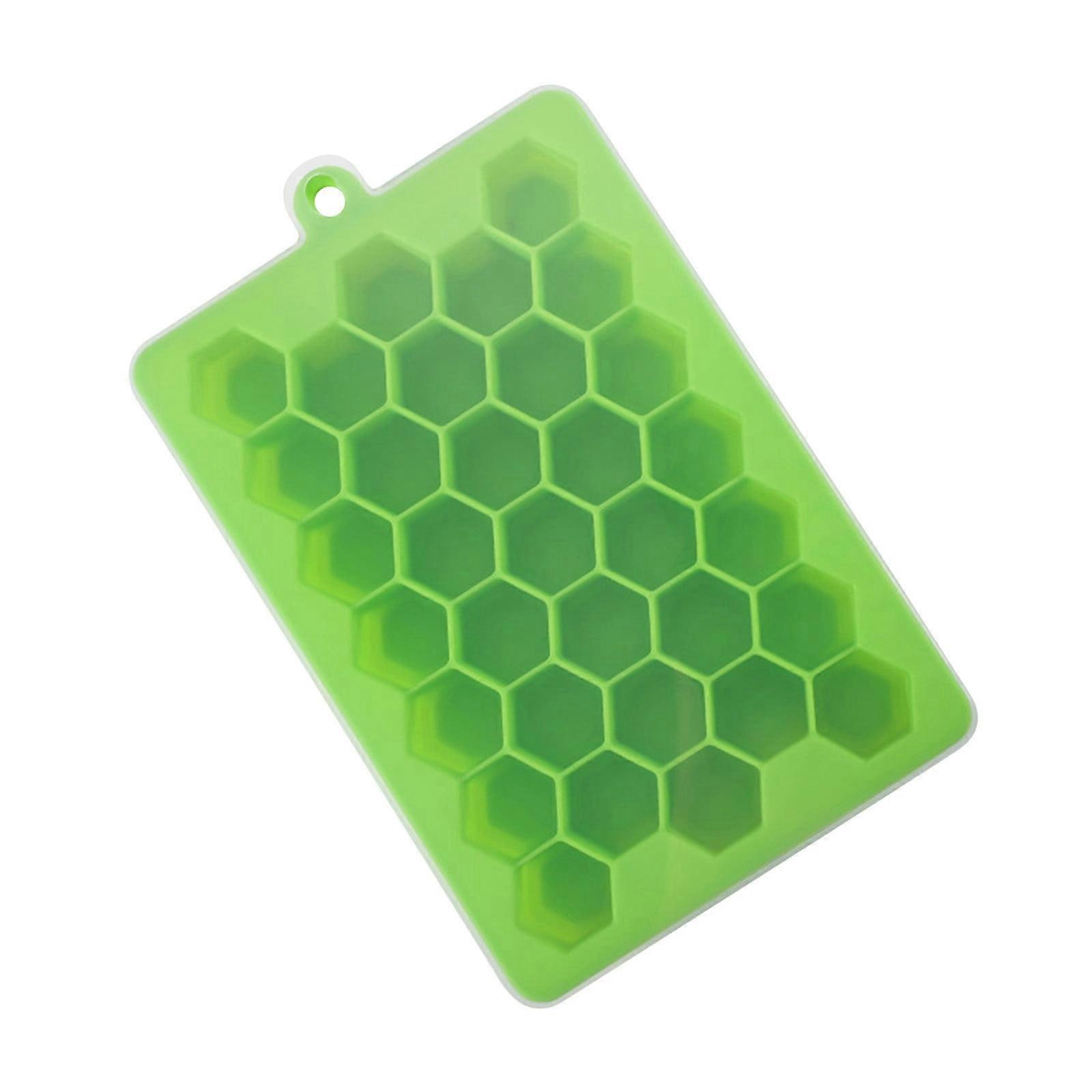 Hoarboeg 33 Grids Popsicle Molds Ice Tray with Lid, Honeycomb Shape Food Safe Ice Cube Molds for Whiskey, Cocktail, Iced Drinks - Green