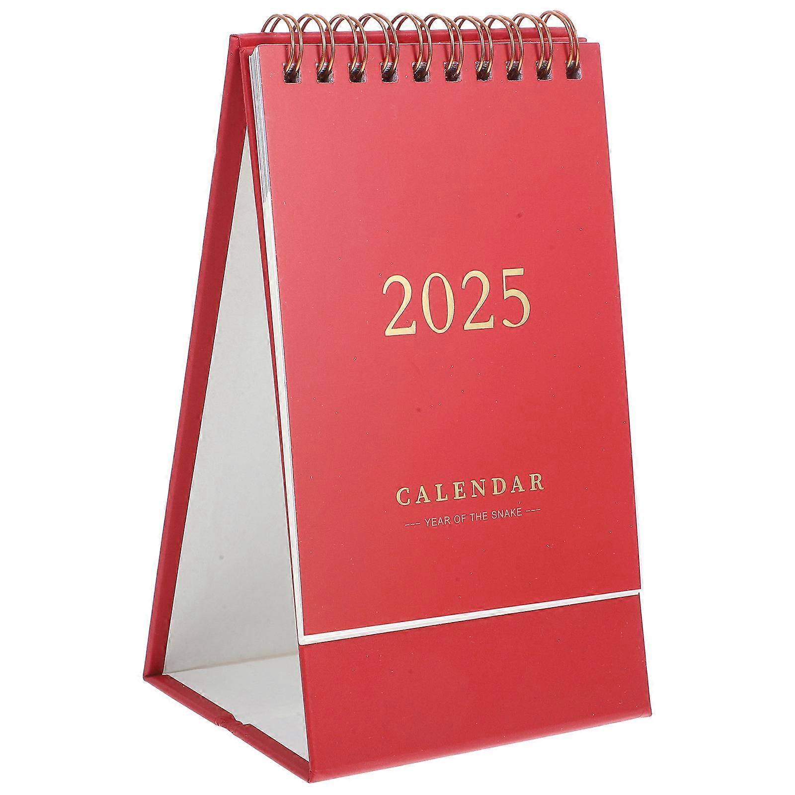 Small Desk Calendar Red Paper with Manual Date Change for Daily Use Desktop Calendar