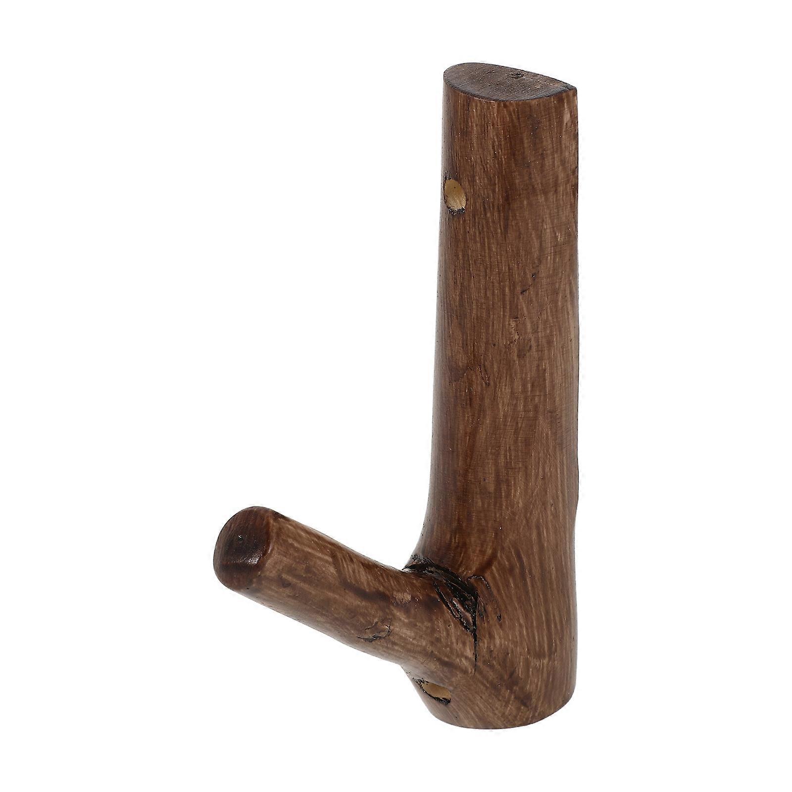 Wooden Tree Branch Hook 4Pcs Coffee Color Wall Key Holder Suitable For Hallway Study Storage