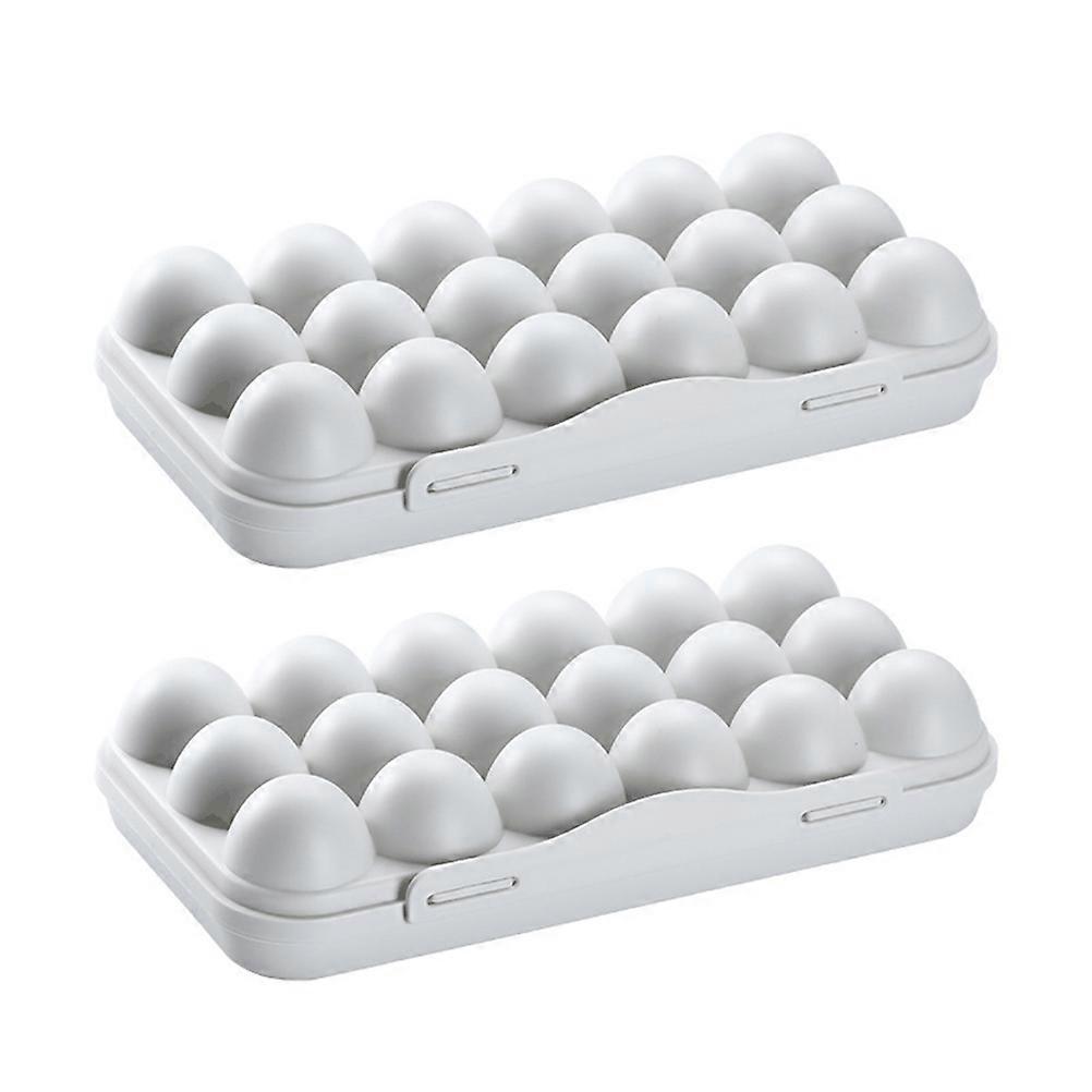 Plastic Egg Holder Egg Storage Box for Refrigerator 2Pcs 18 Grids Grey