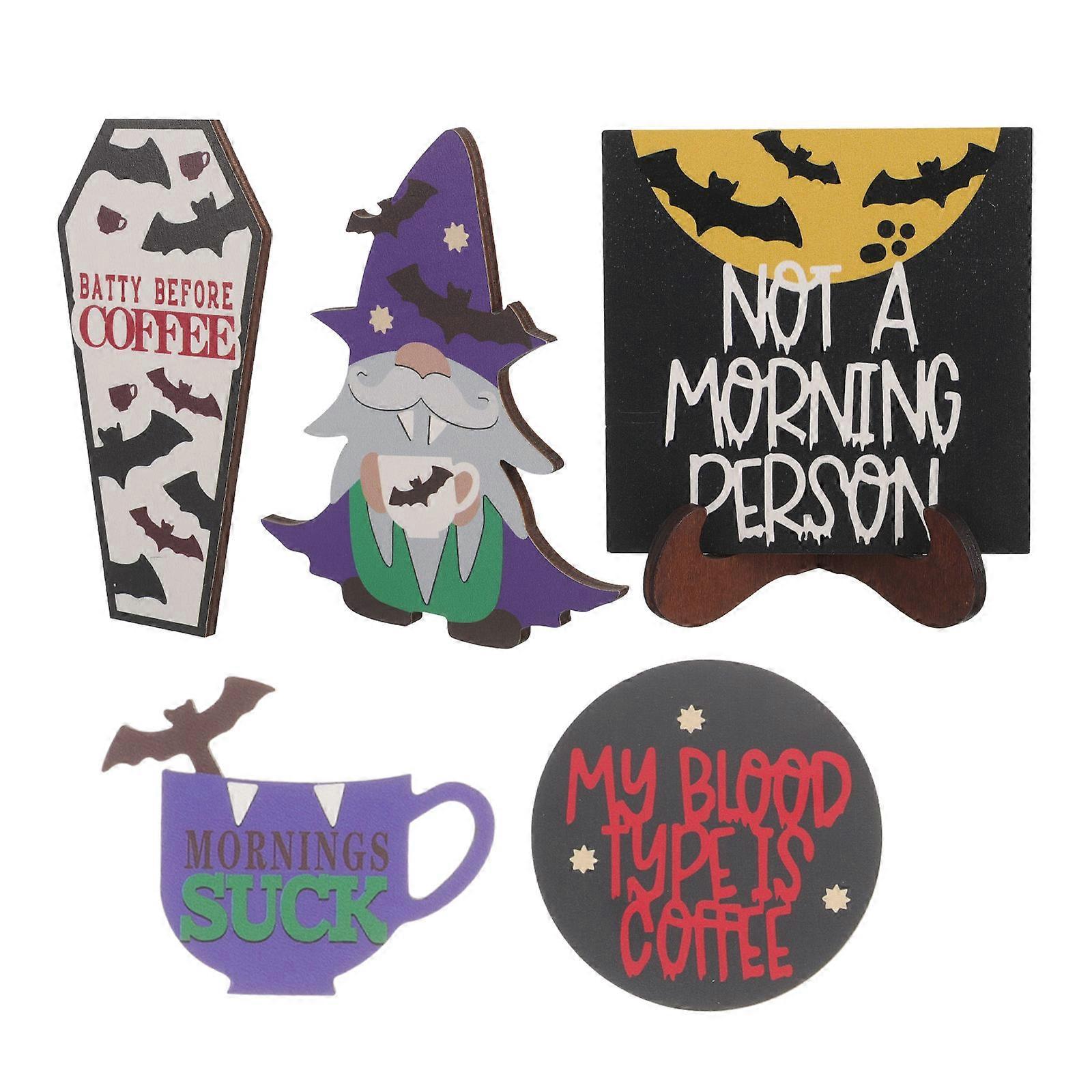 Halloween Wood Tiered Tray Decoration for 5Sets Table Display