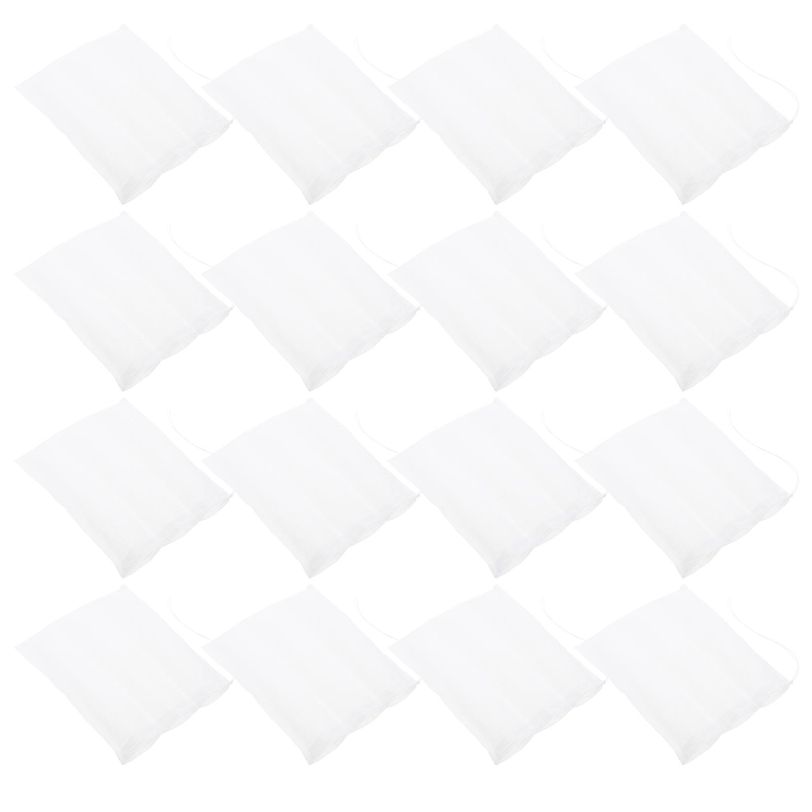 Tea Bag Filter Bags Drawstring for Storing 100Pcs One-Time Three-Grids White