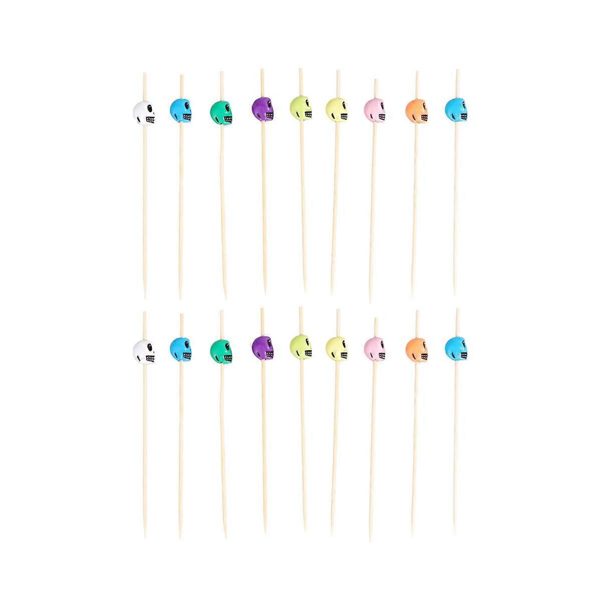 100Pcs Bamboo Food Picks Cocktail Fruit Appetizer Skewers Party Supplies Assorted Color Simple Design