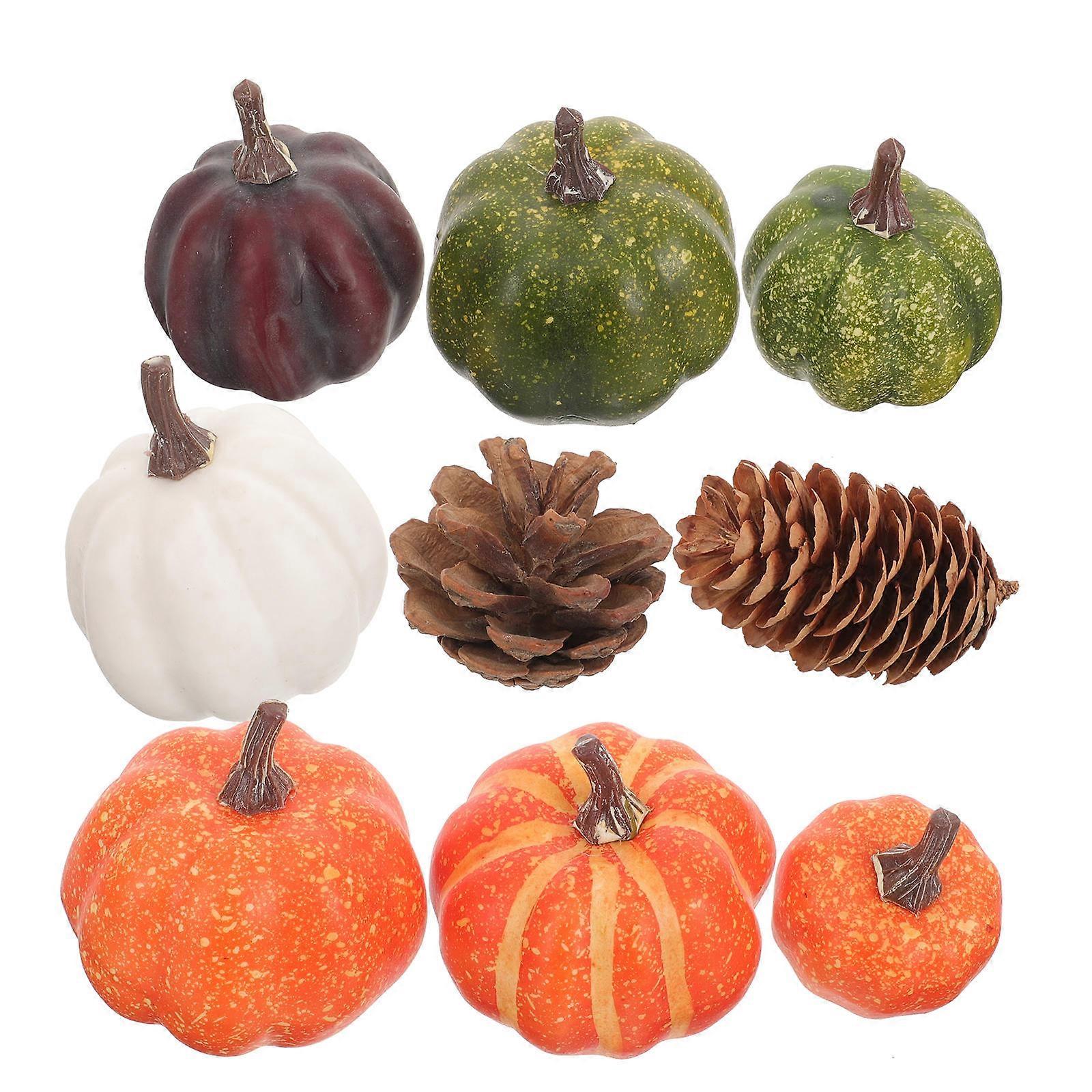 Artificial Pumpkins Fake Pumpkins for Decoration 4Sets Small Realistic Pine Cone Decors