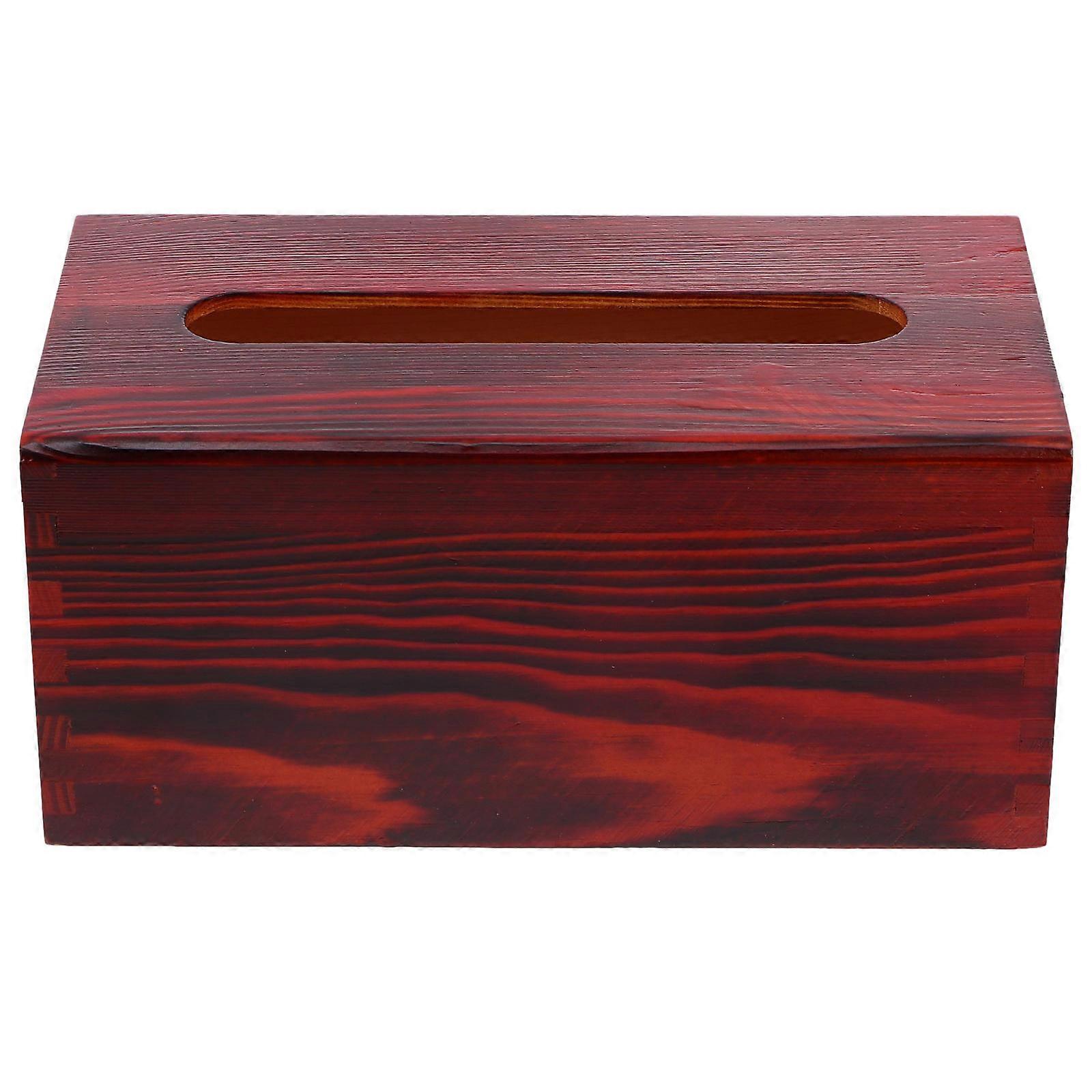Red Tissue Storage Container for Storage 3Pcs Wooden Tissue Box Stylish
