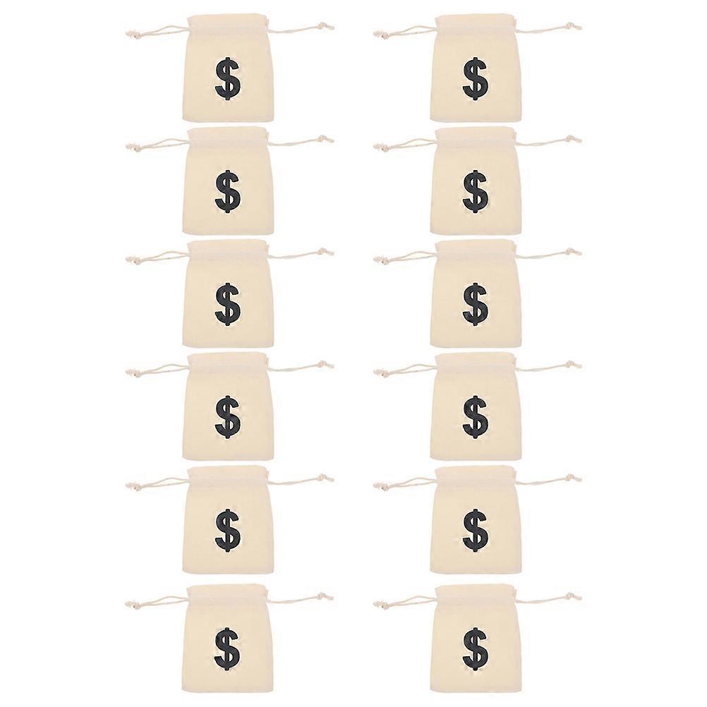 Sign Drawstring Bags 12Pcs Multi Canvas Storage Bag with Pattern Decor