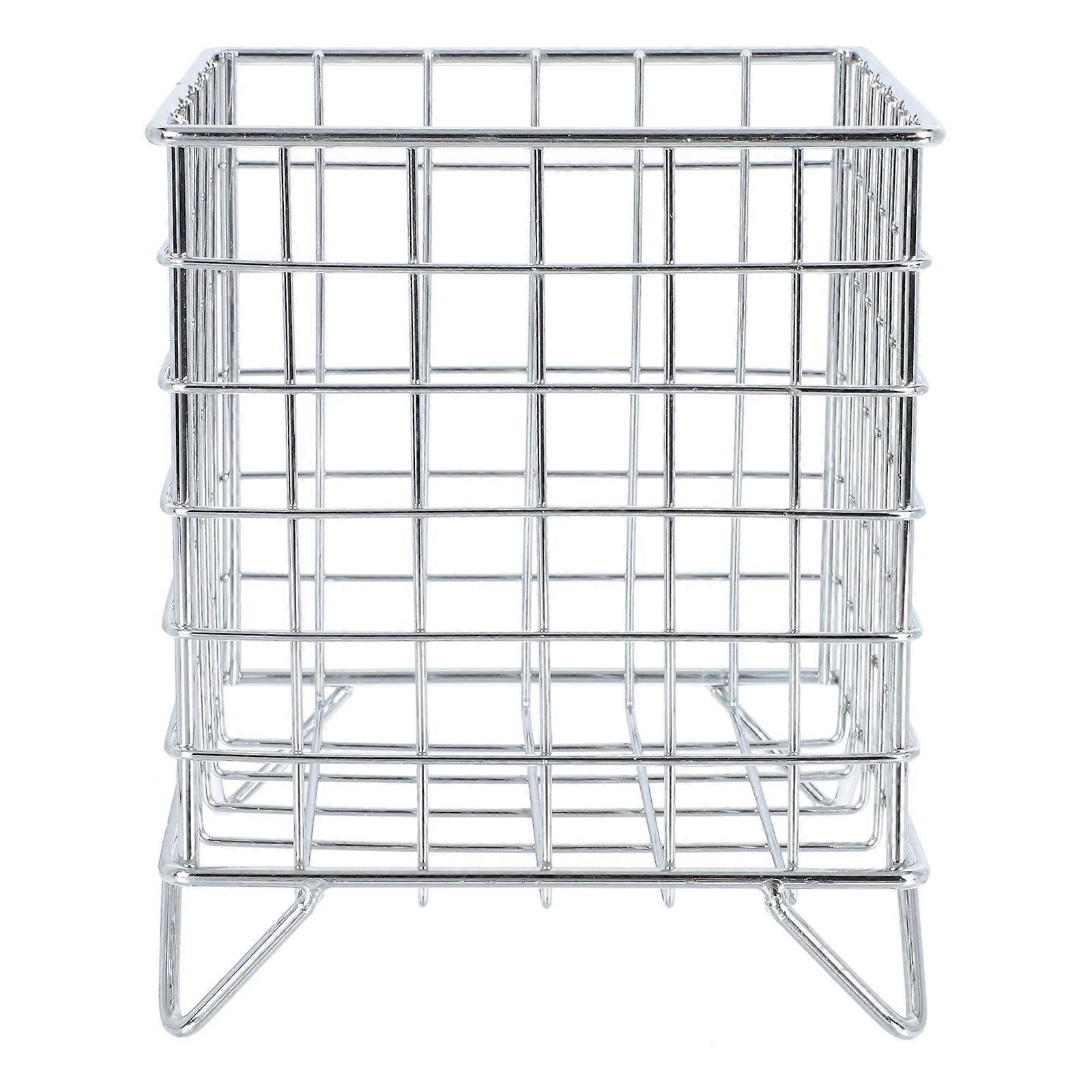 Square Coffee Storage Basket Iron Holder for Storage 1Pcs Silver