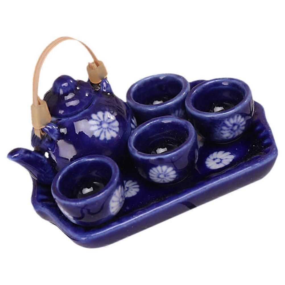 Miniature Tea Cup Set Doll House 4Sets Mini Teapot and Cups