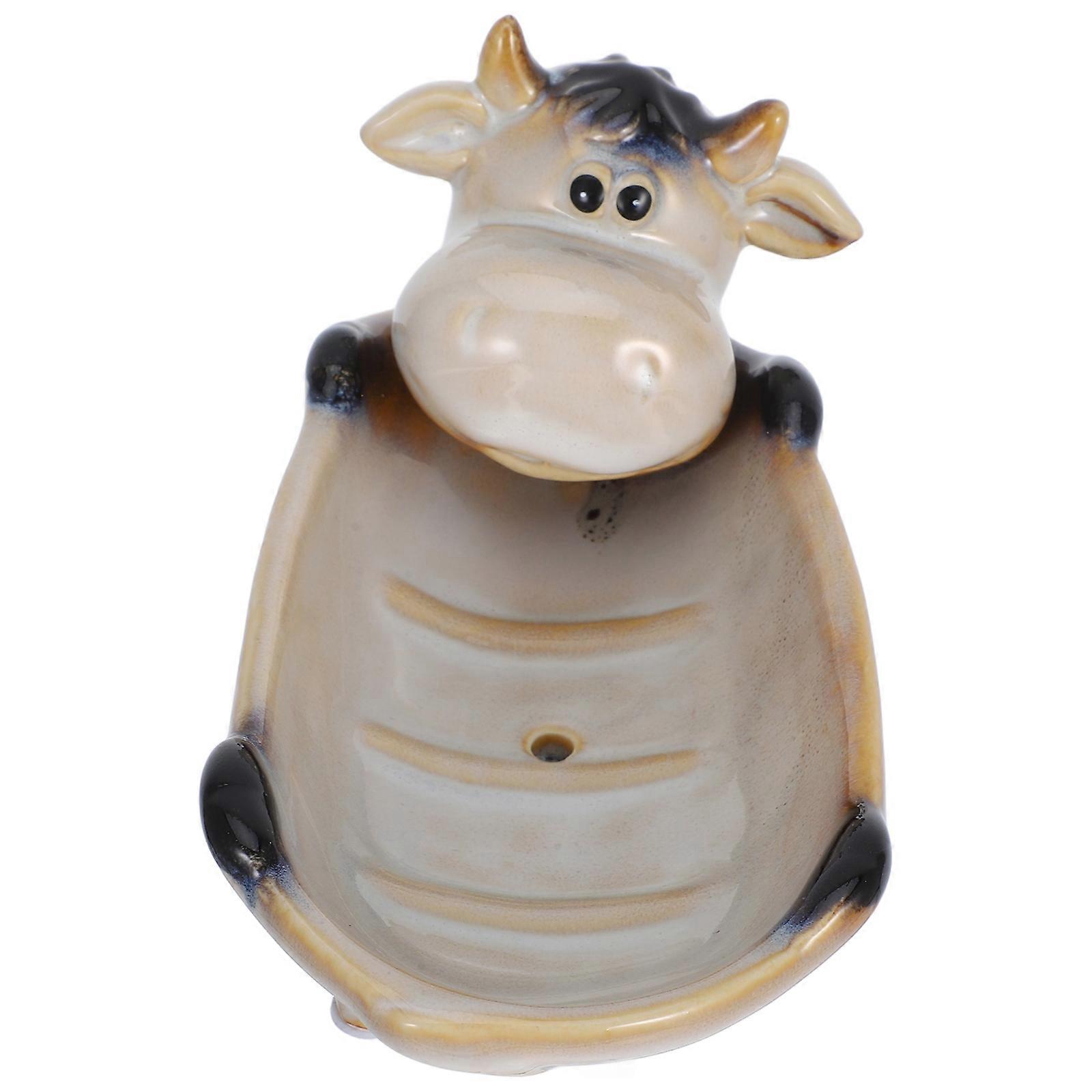 Animal Design Ceramic Soap Dish for Storage Use 3Pcs Beige Soap Box