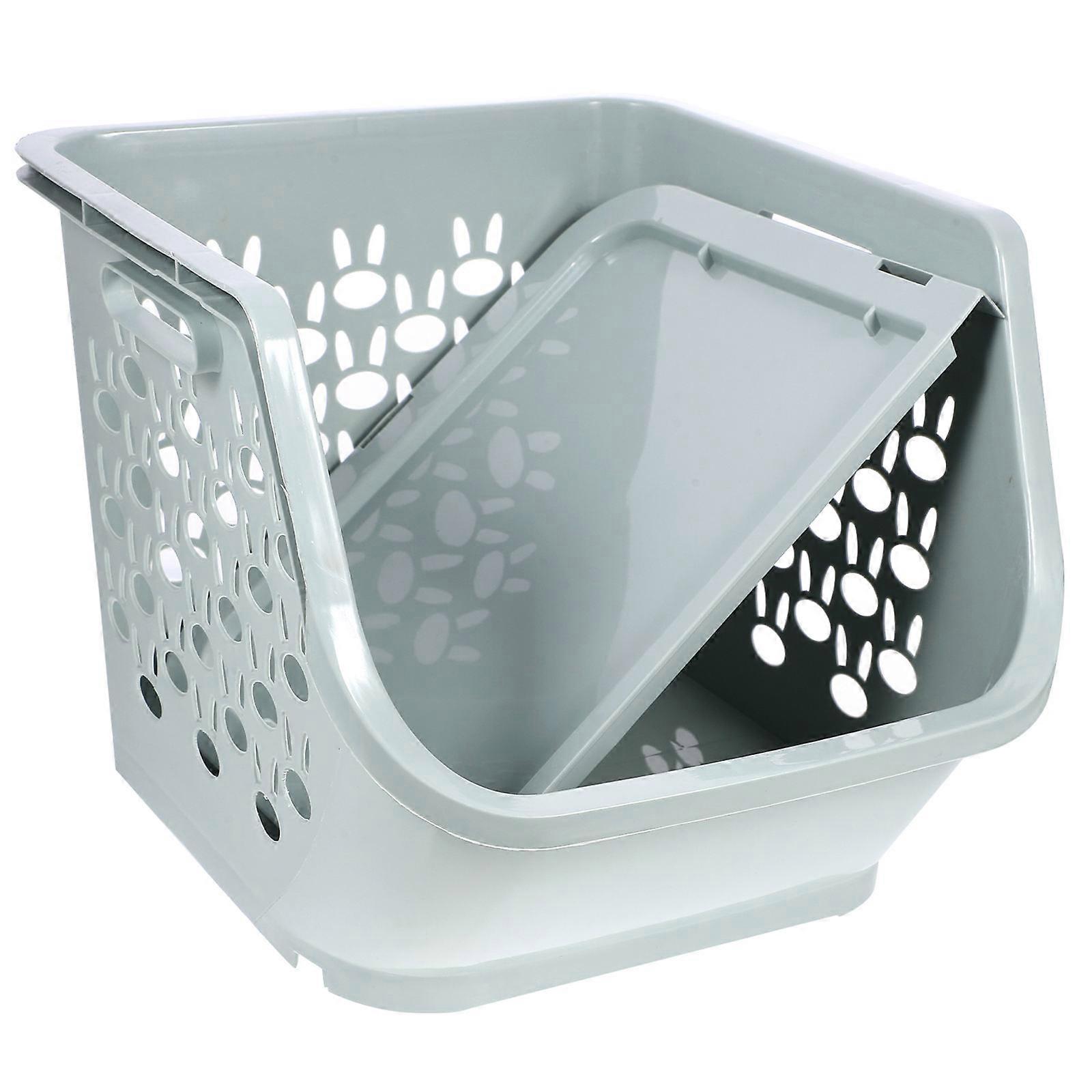 Plastic Storage Basket Stackable Storage Bin Easy To Clean Multi-Functional Storage Kitchen Use 1Pcs