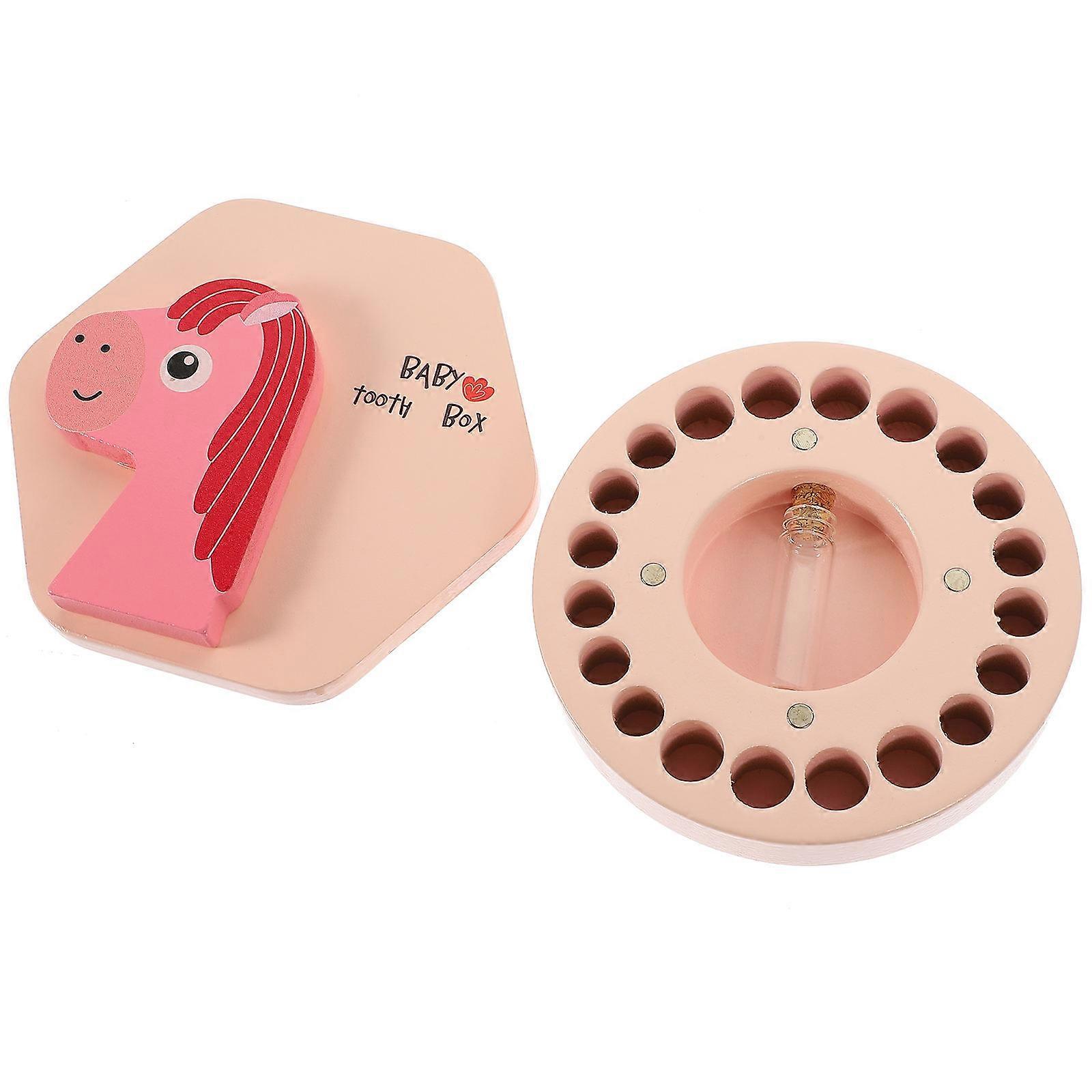 Tooth Keepsake Box Wood Container for Baby Teeth Saver 5Pcs Pink Organizer