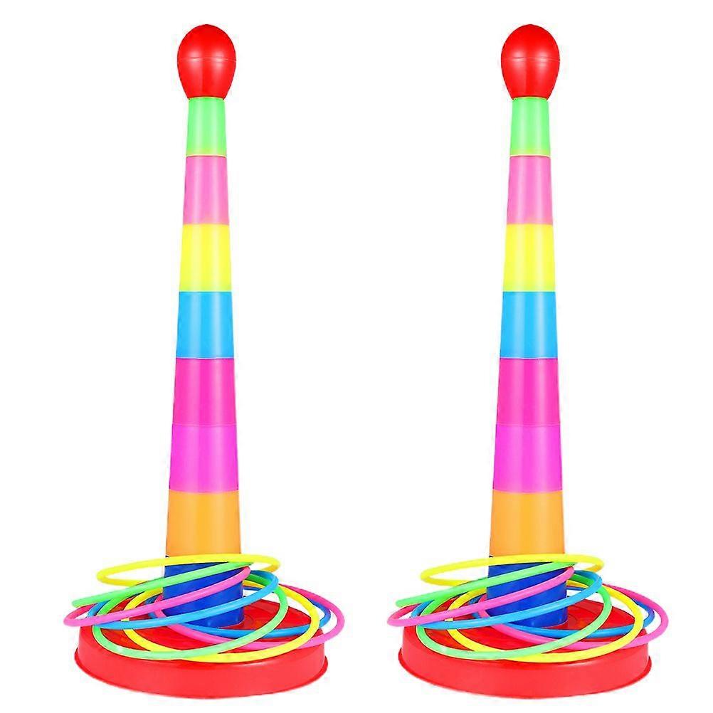 2 Sets Kids Ring Toss Game Colorful Throwing Ring Toy Ring Stacking Game Toys