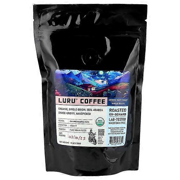 Pure Indian Foods, LuruÃÂÃÂ¢ÃÂÃÂÃÂÃÂ¢ Coffee, Whole Beans, Medium-Dark Roast, 8 oz (226 g)