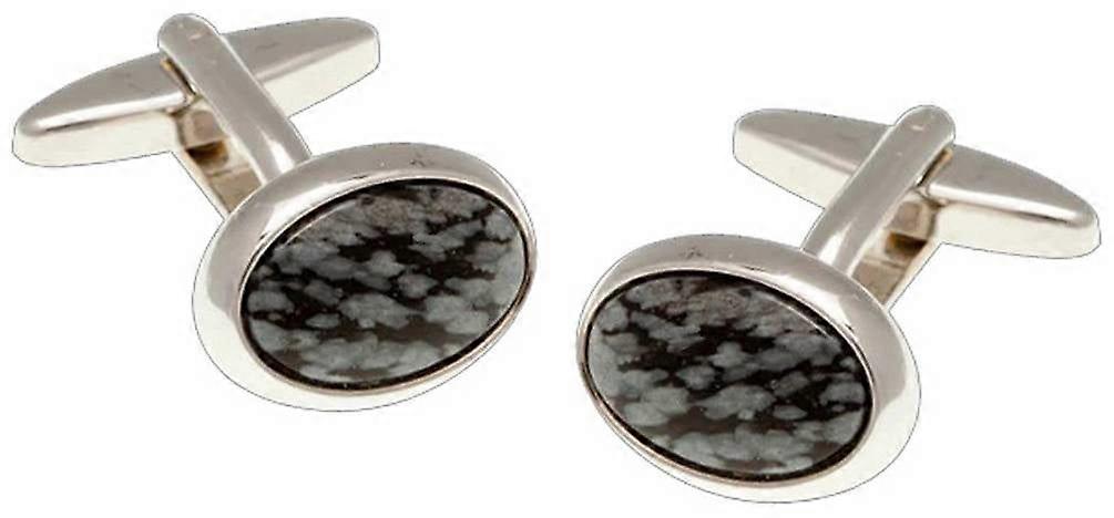David Van Hagen Snowflake Oval Cufflinks - Black/Grey/Silver
