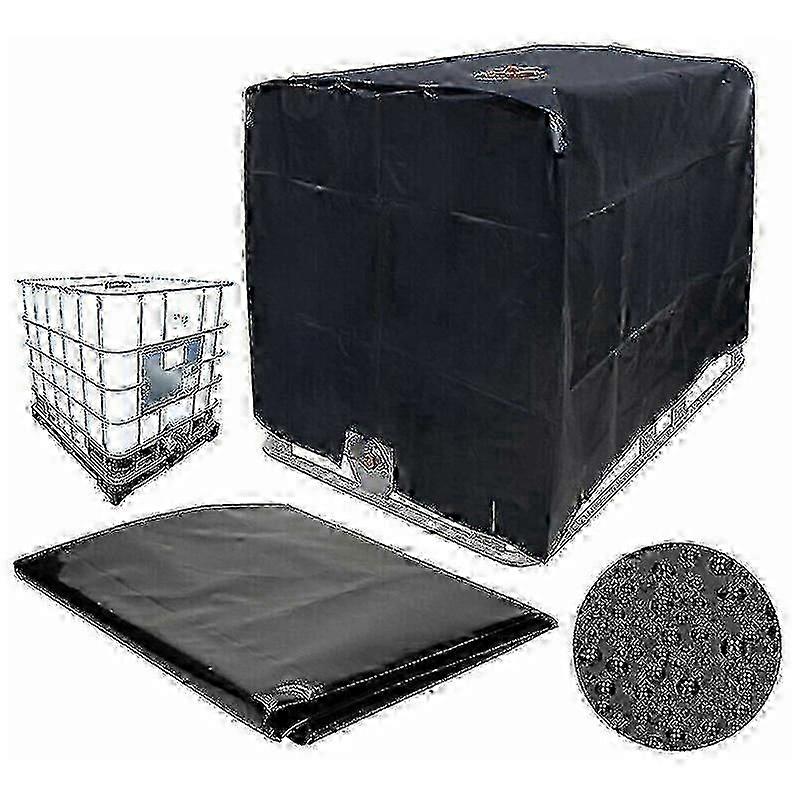 ברזנט כיסוי מיכל IBC - 116x100x120 ס"מ מגן עמיד למים עמיד בפני UV למיכלי 1000 ליטר (שחור)_MM2