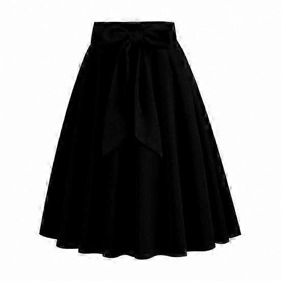 High Waist A-line Midi Skirt for Women, Belted Waist with Bow Detail, Soft Ruffle Design, Solid Color Summer Party Skirt