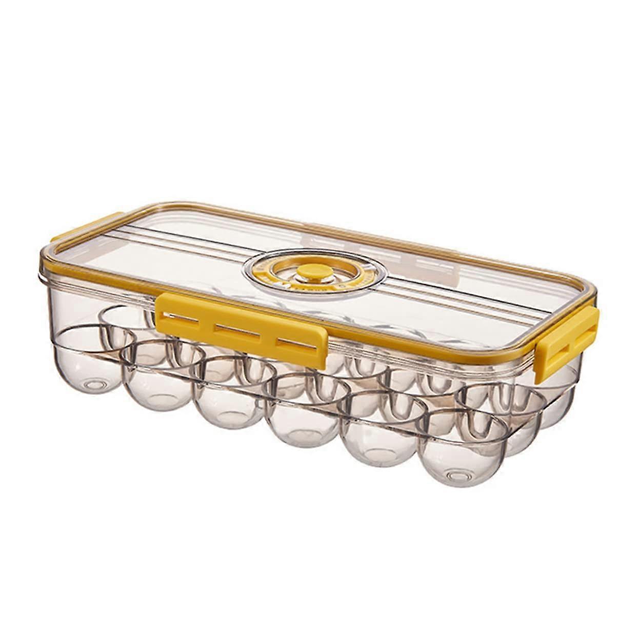 18Piece Timekeeping Egg Holder Waterproof Egg Storage Box For Refrigerator Yellow Bracket Household Use
