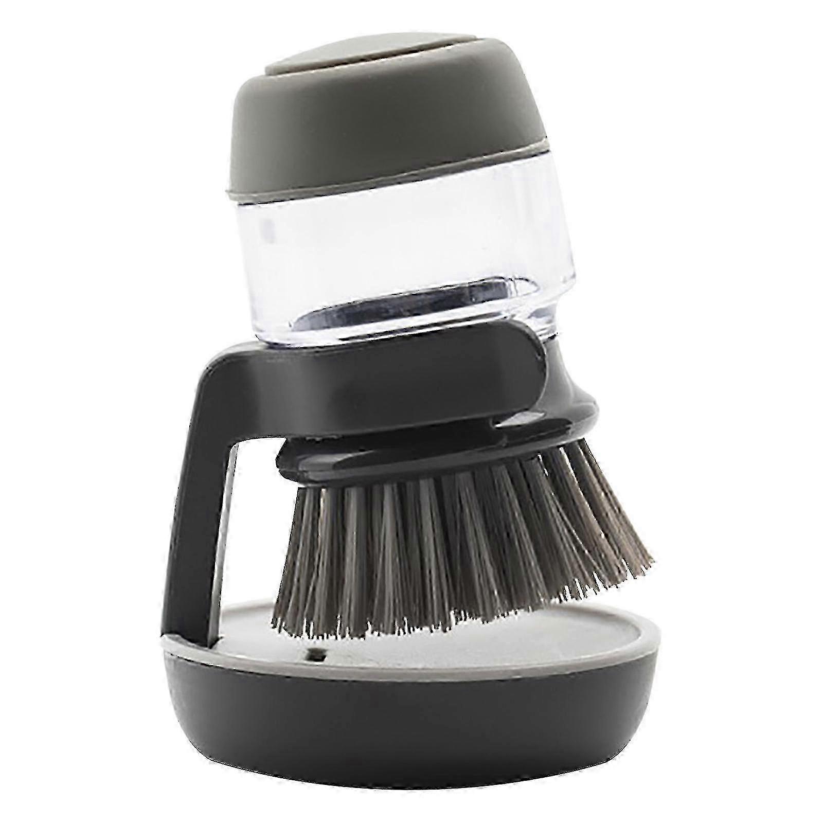 Compact Dishwashing Brush with One-click Soap Release for Small Kitchens