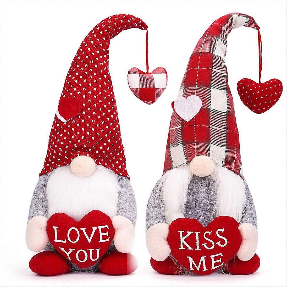 2Pcs Valentine Gnomes Plush Home Table Decorations