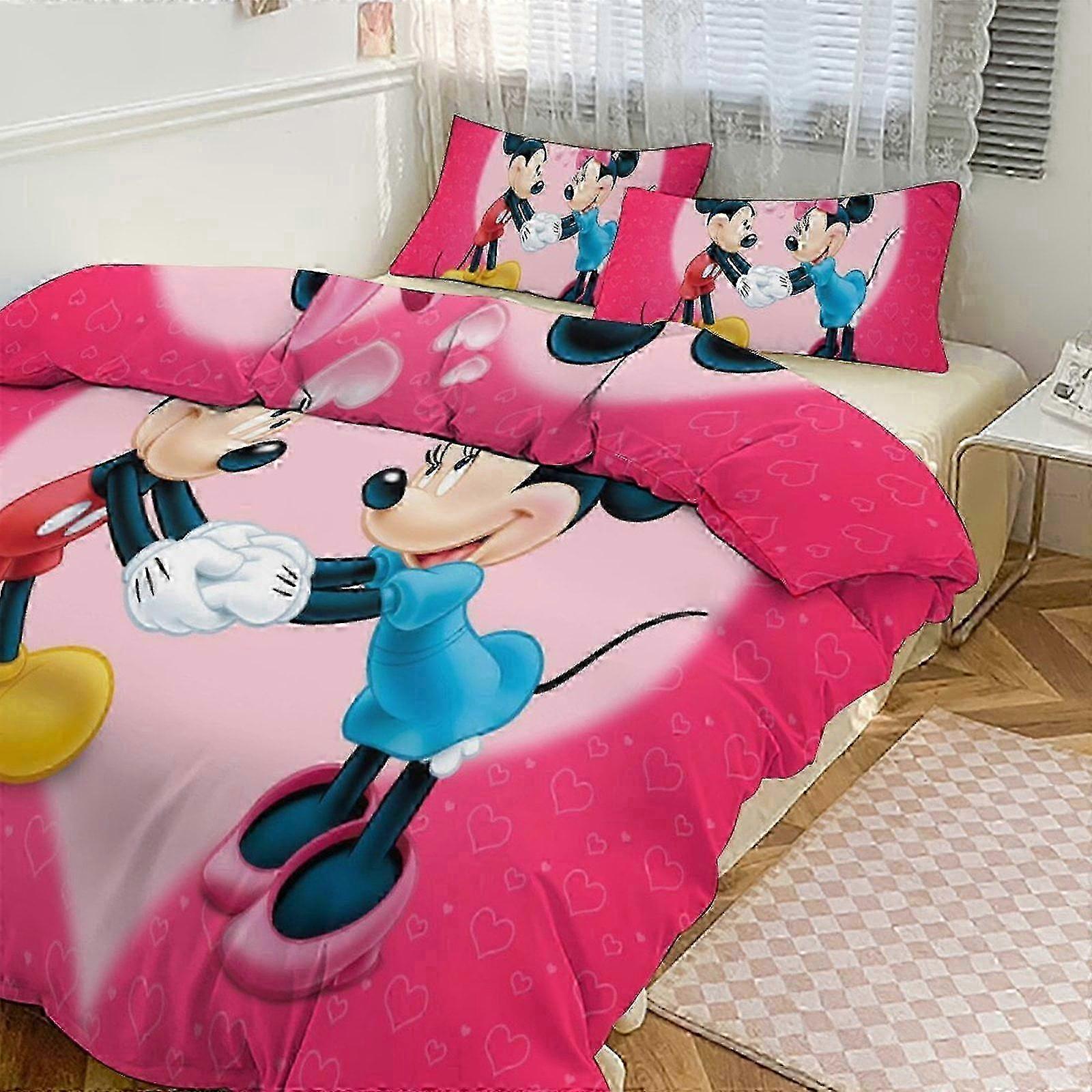 Ez19 Mickey Print Bedding Set Pattern Duvet Cove Set 3 Pieces 1 Quilt Cover And 2 Pillowcases for Women Men Teens Multiple sizes to choose f