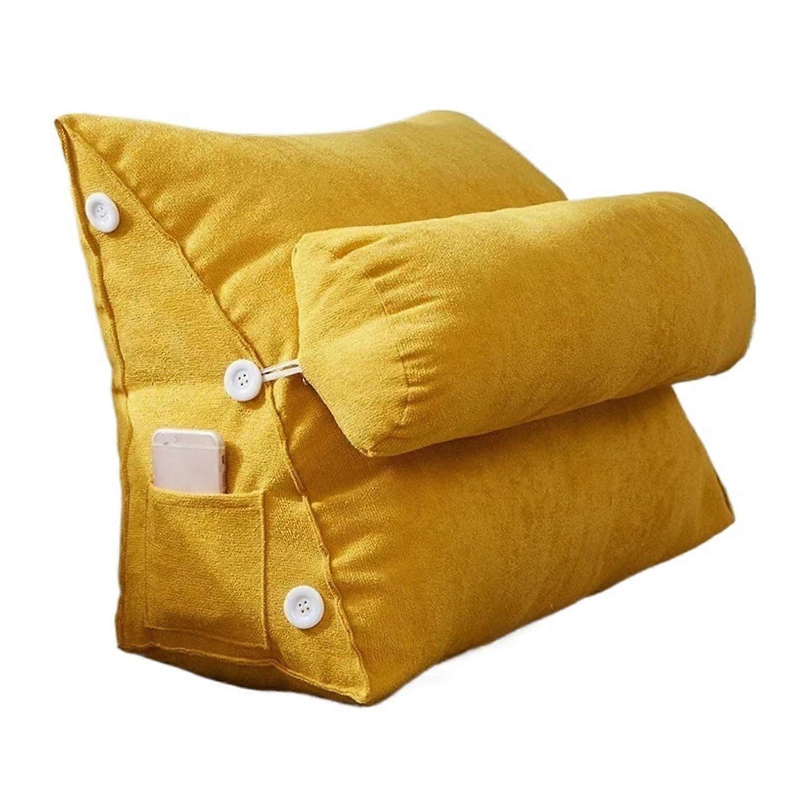 Triangle Wedge Pillow Set Plush Reading Backrest Cushion With Headrest For Sofa Bed And Chair Color02 60x25x50cm